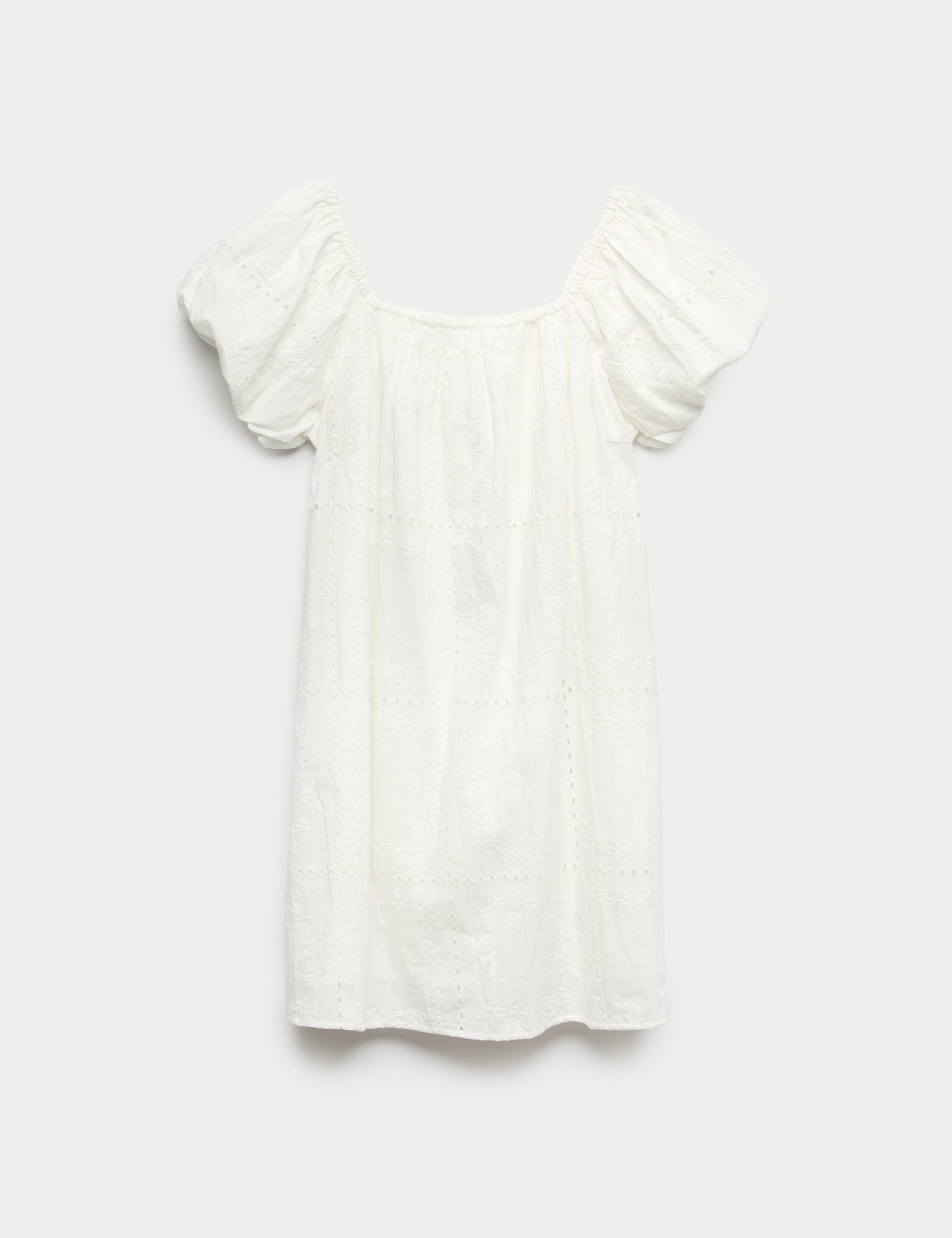 Pure Cotton Puff Sleeve Mini Dress (6-16 Yrs)