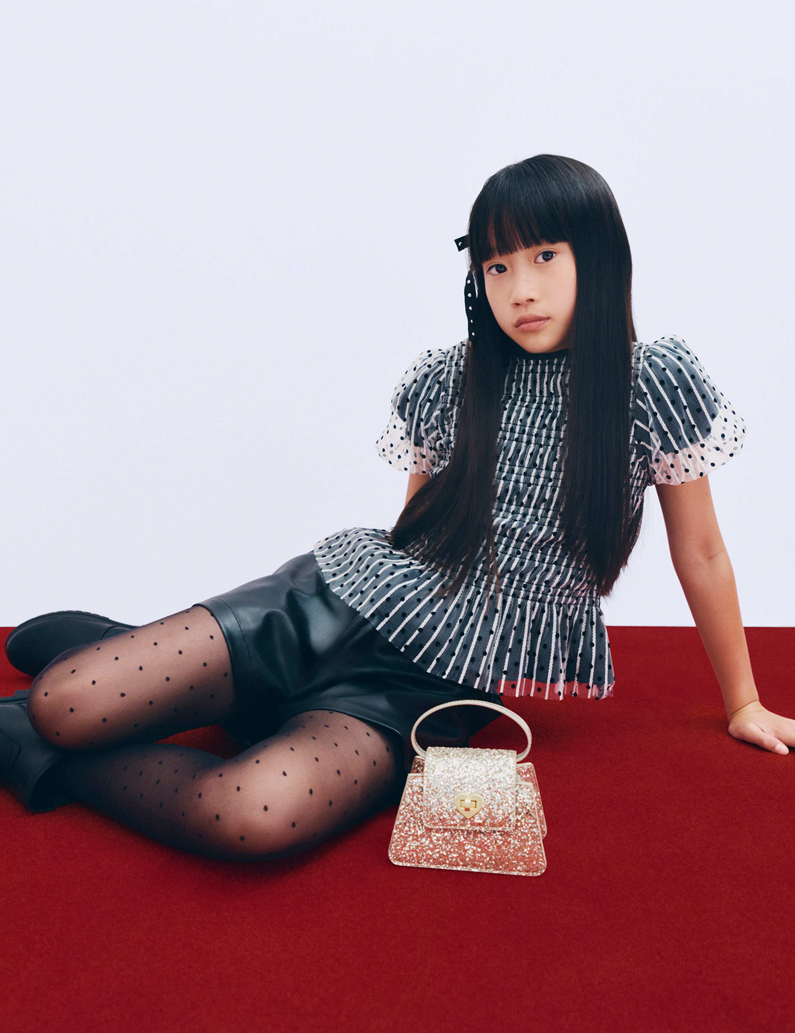 Polka Dot Print Mesh Top (6-16 Yrs)