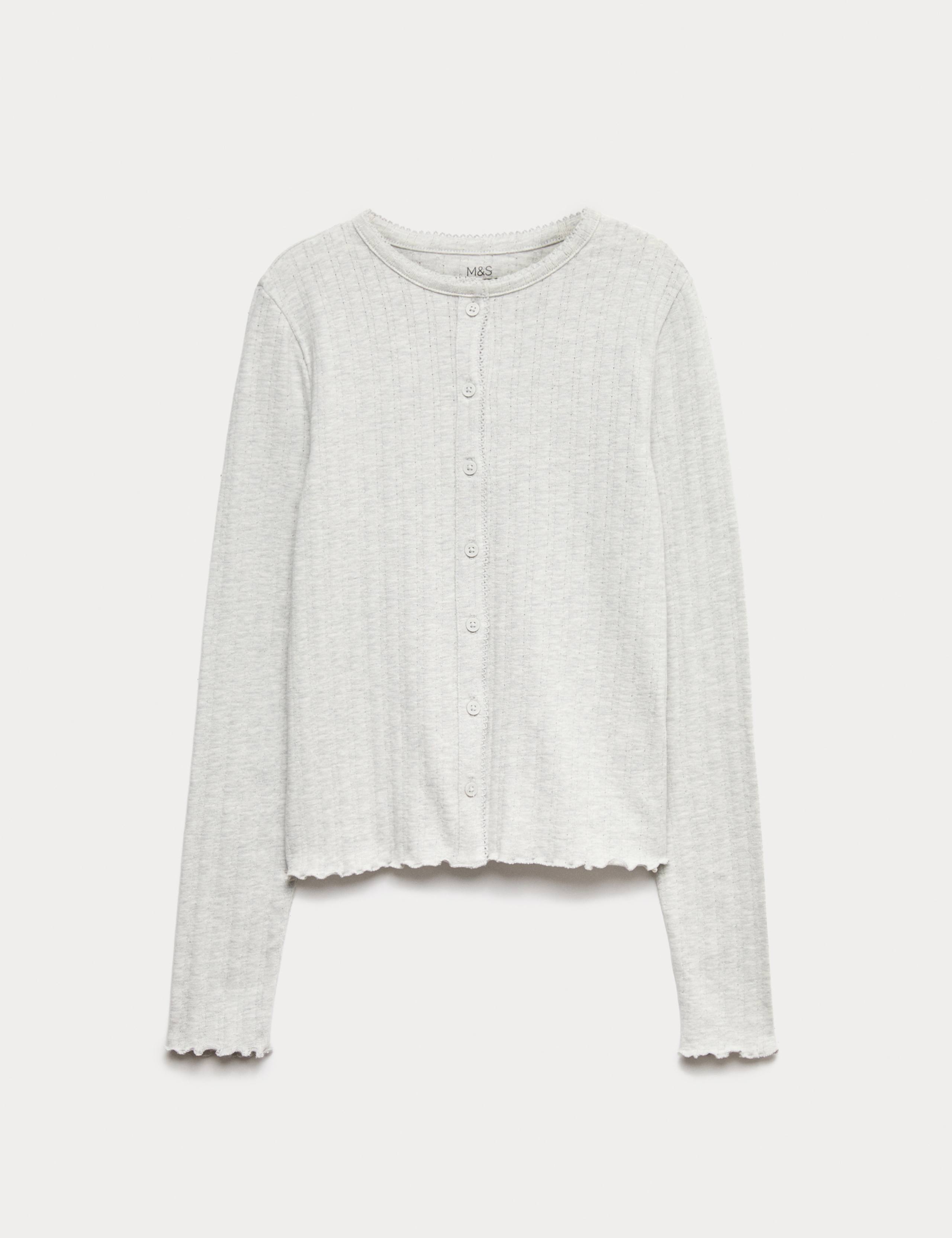 Button Through Pointelle Top (6-16 Yrs)