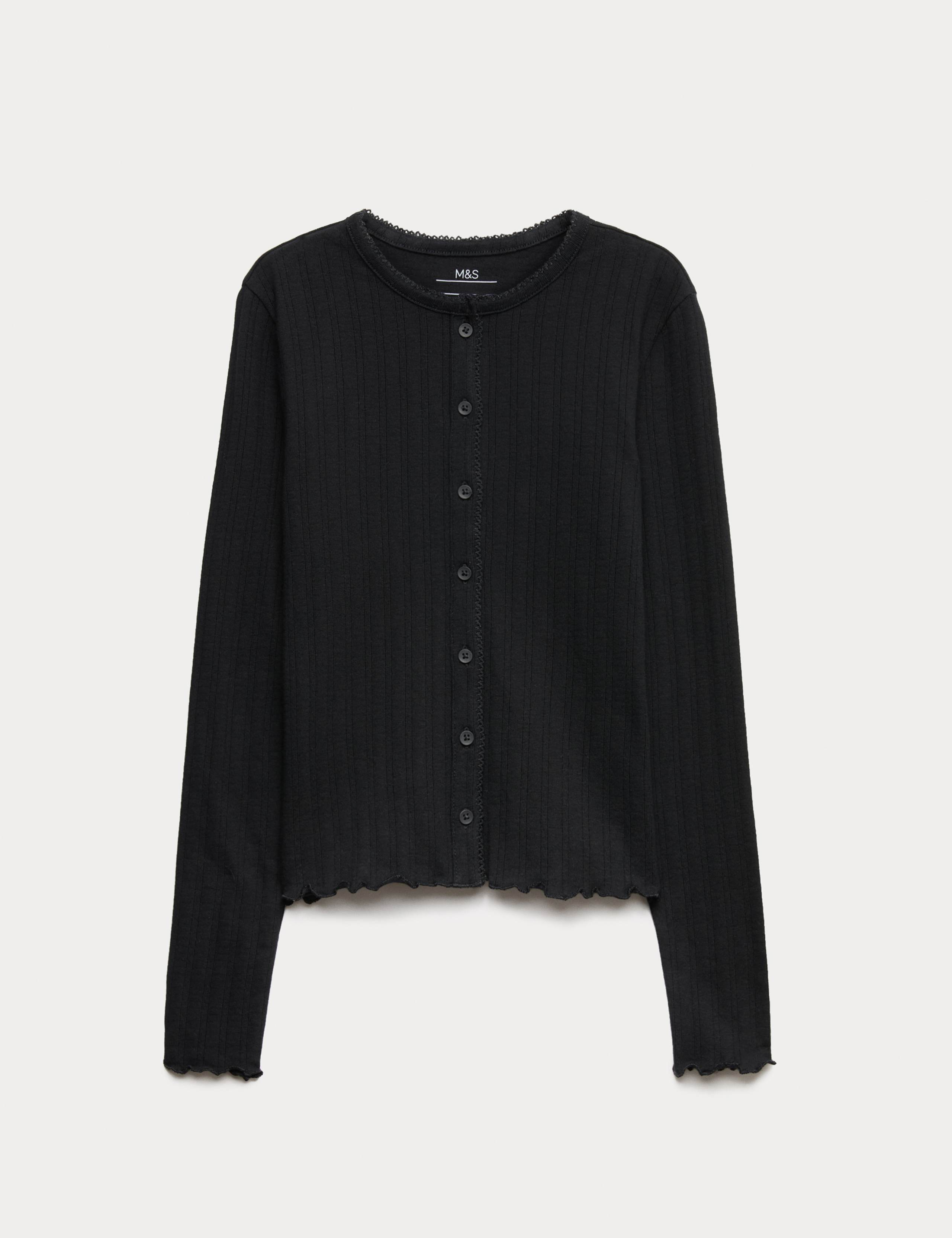 Button Through Pointelle Top (6-16 Yrs)