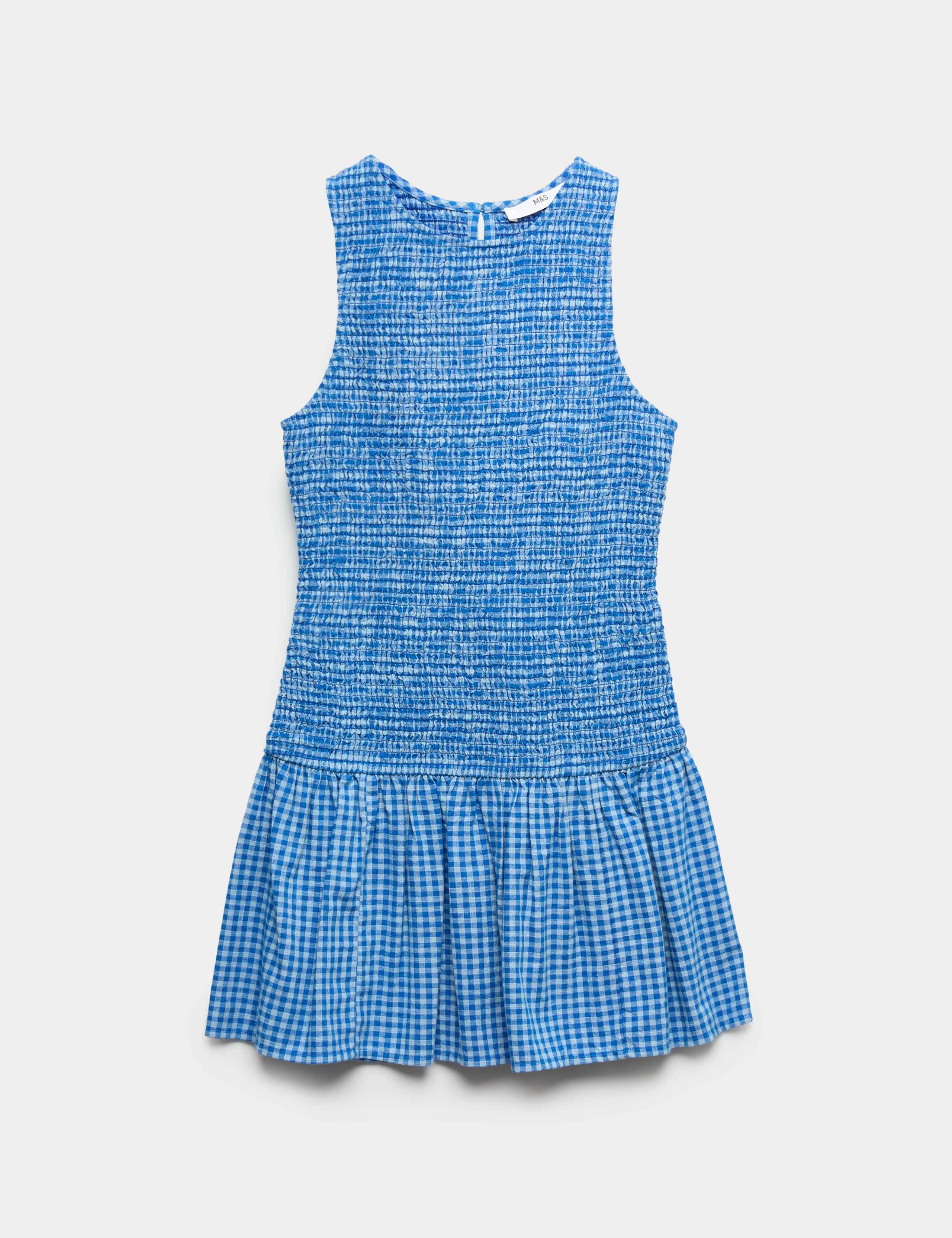 Pure Cotton Drop-Waist Checked Mini Dress (6-16 Yrs)