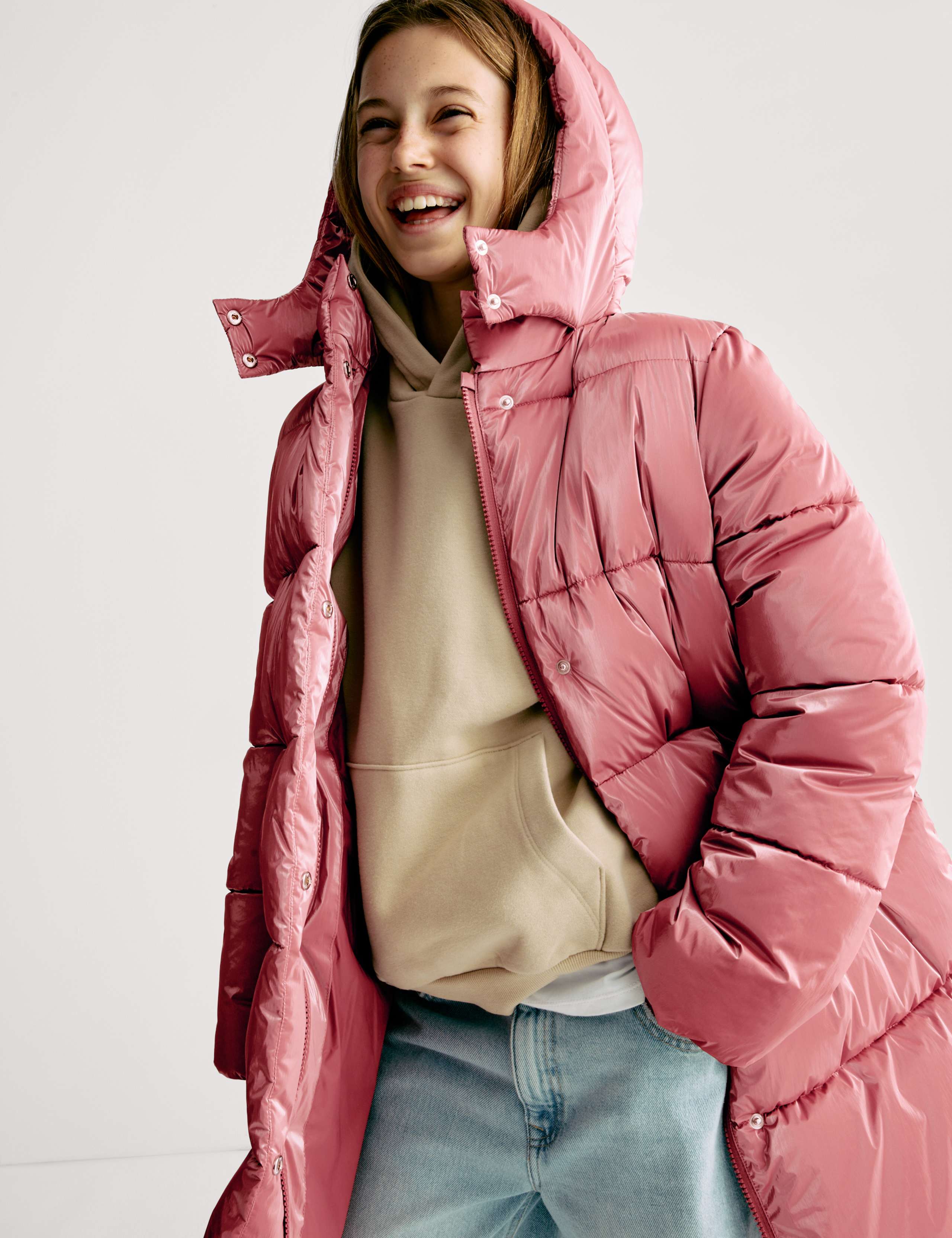 Longline Padded Hooded Coat (6-16 Yrs)