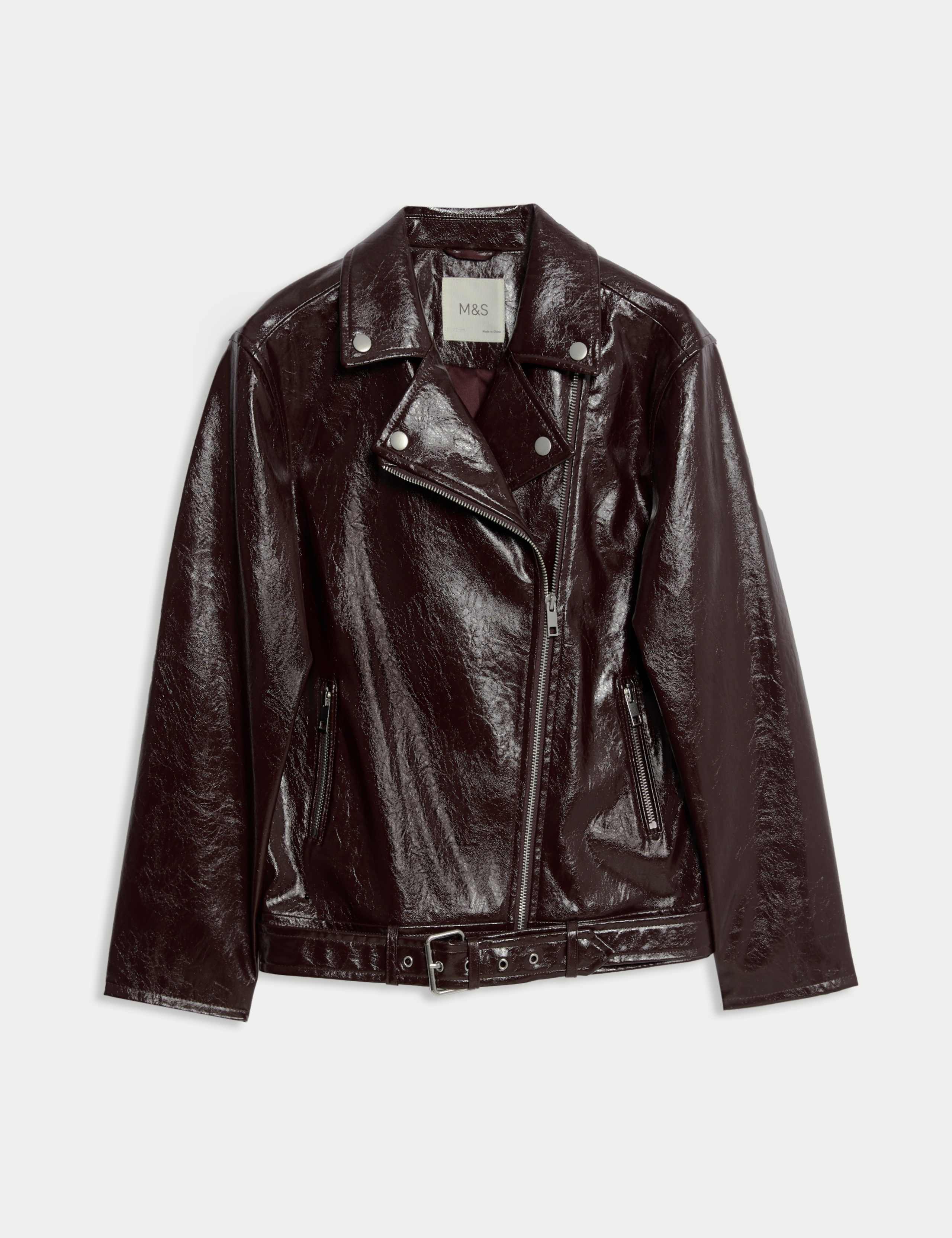 Gloss Faux Leather Biker Jacket (6-16 Yrs)