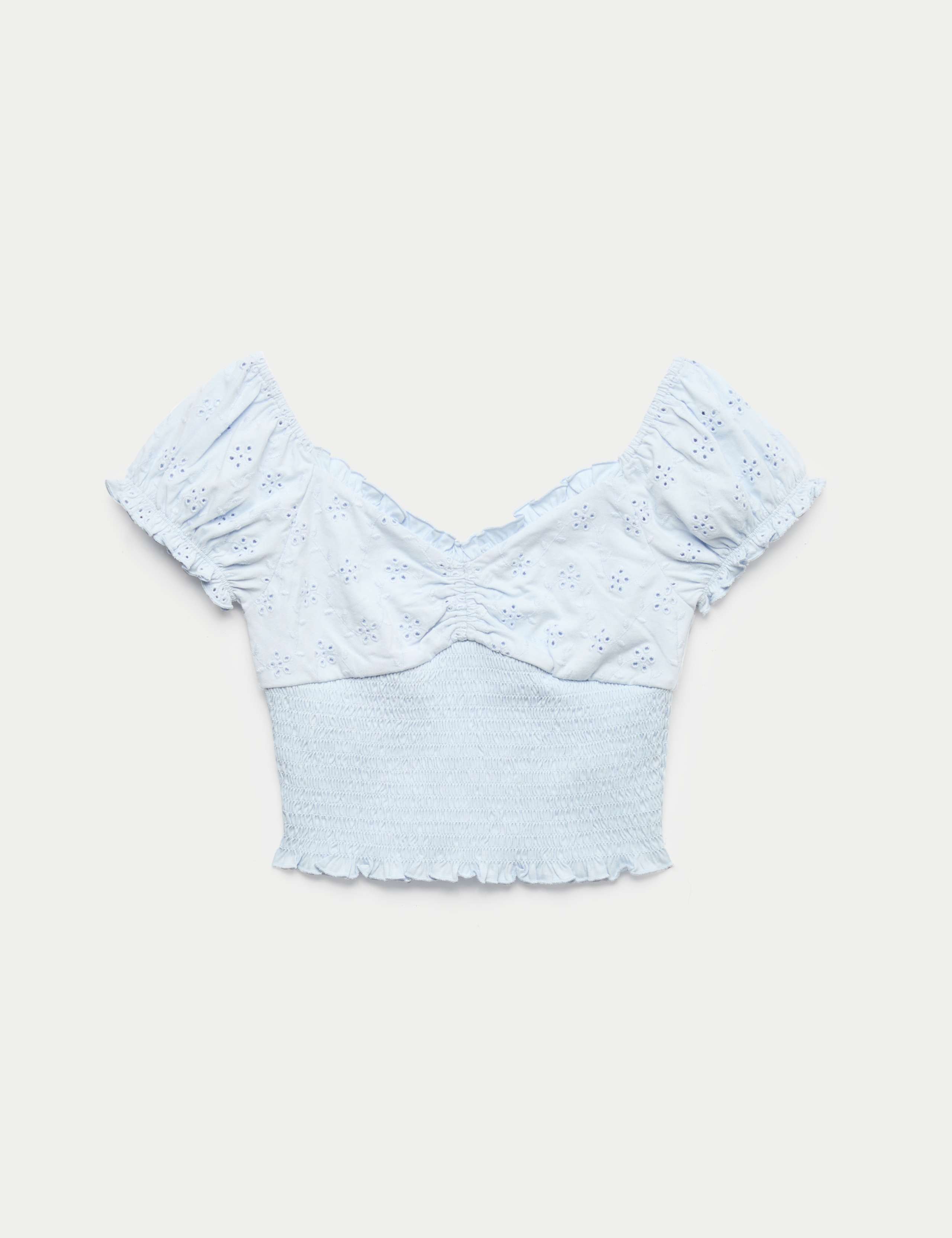 Pure Cotton Broderie Top (6-16 Yrs)