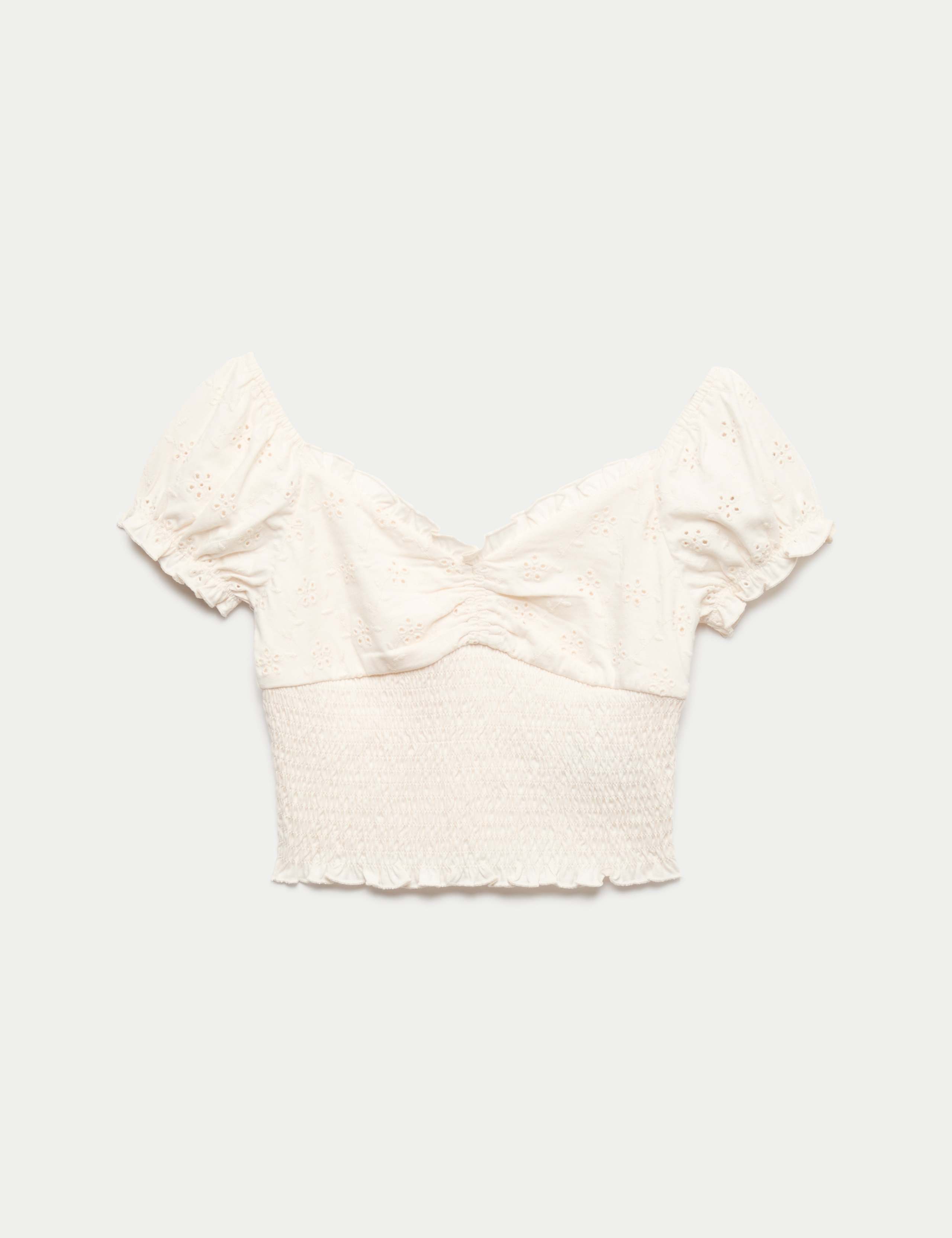 Pure Cotton Broderie Top (6-16 Yrs)