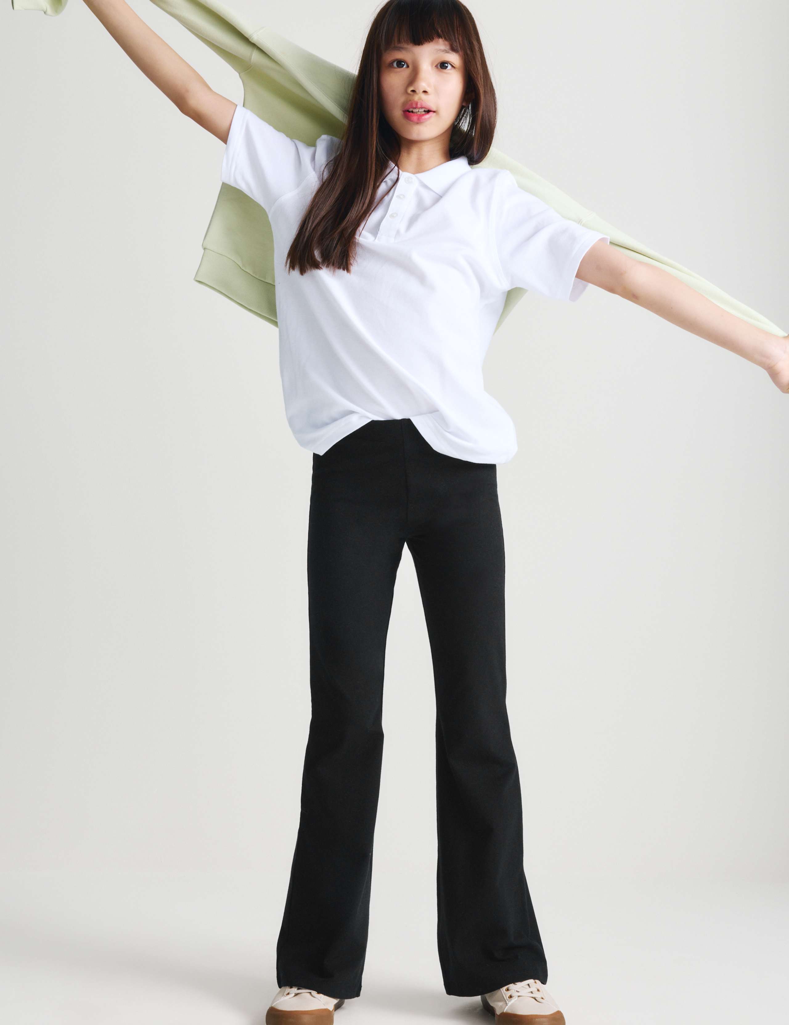 2 Pack Cotton Rich Flared Leggings (6-16 Yrs)