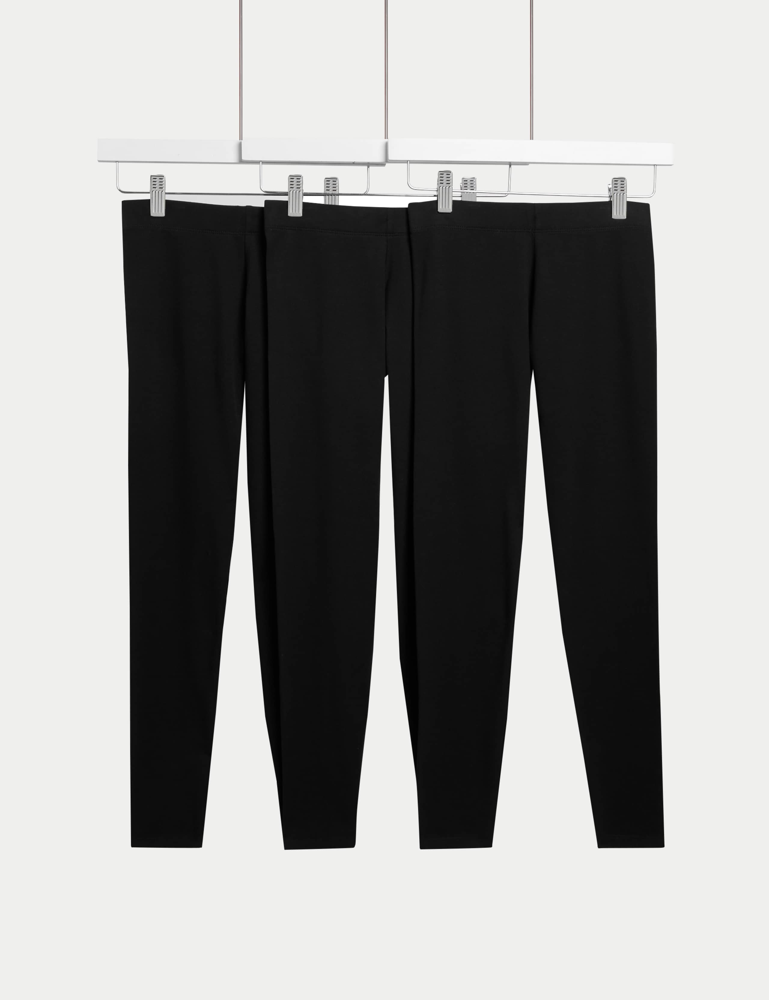 3pk Cotton Rich Plain Leggings (6-16 Yrs)