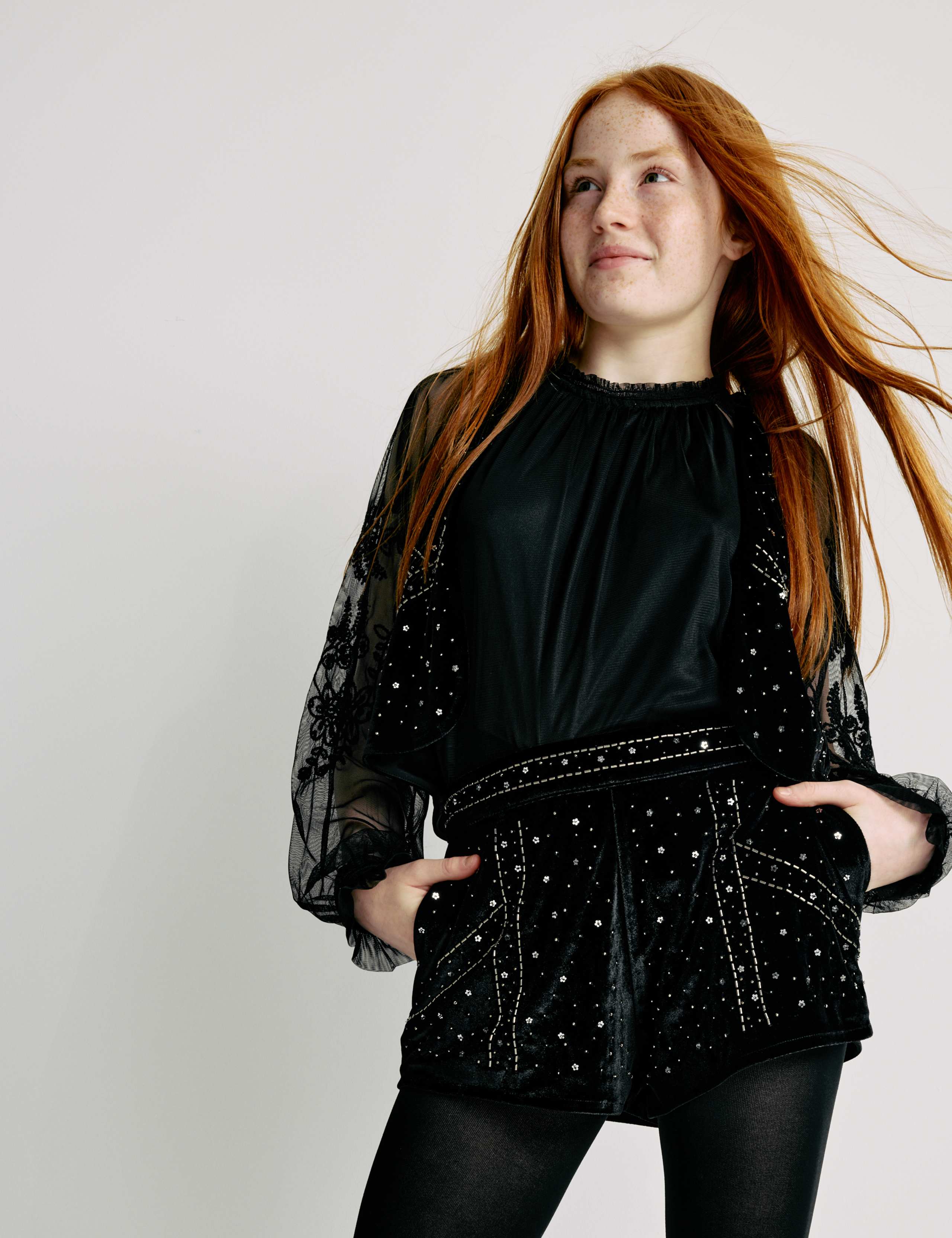 Velvet Beaded Shorts (6-16 Yrs)