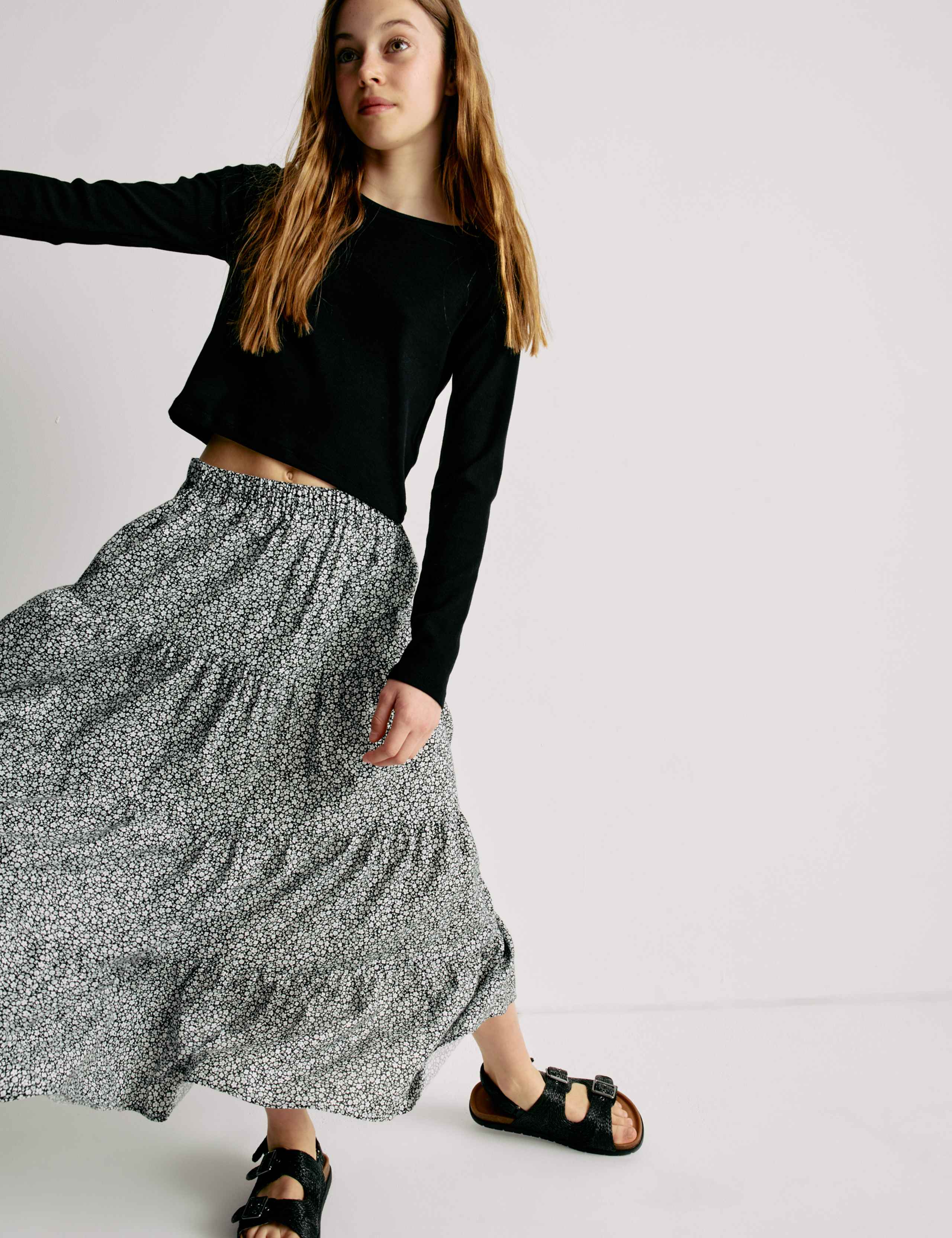 Pure Cotton Ditsy Floral Maxi Skirt (6-16 Yrs)