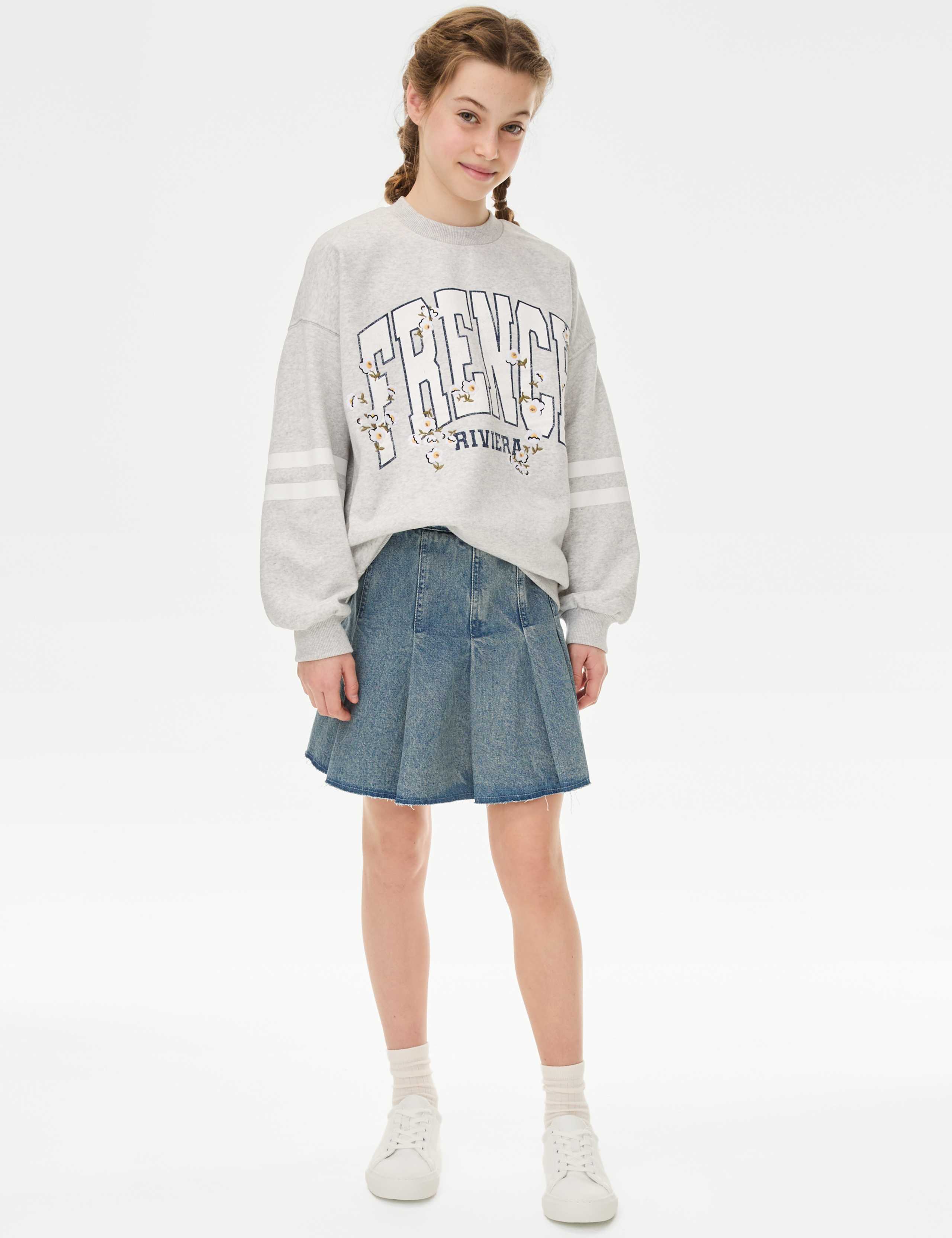 Denim Pleated Skirt (6-16 Yrs)