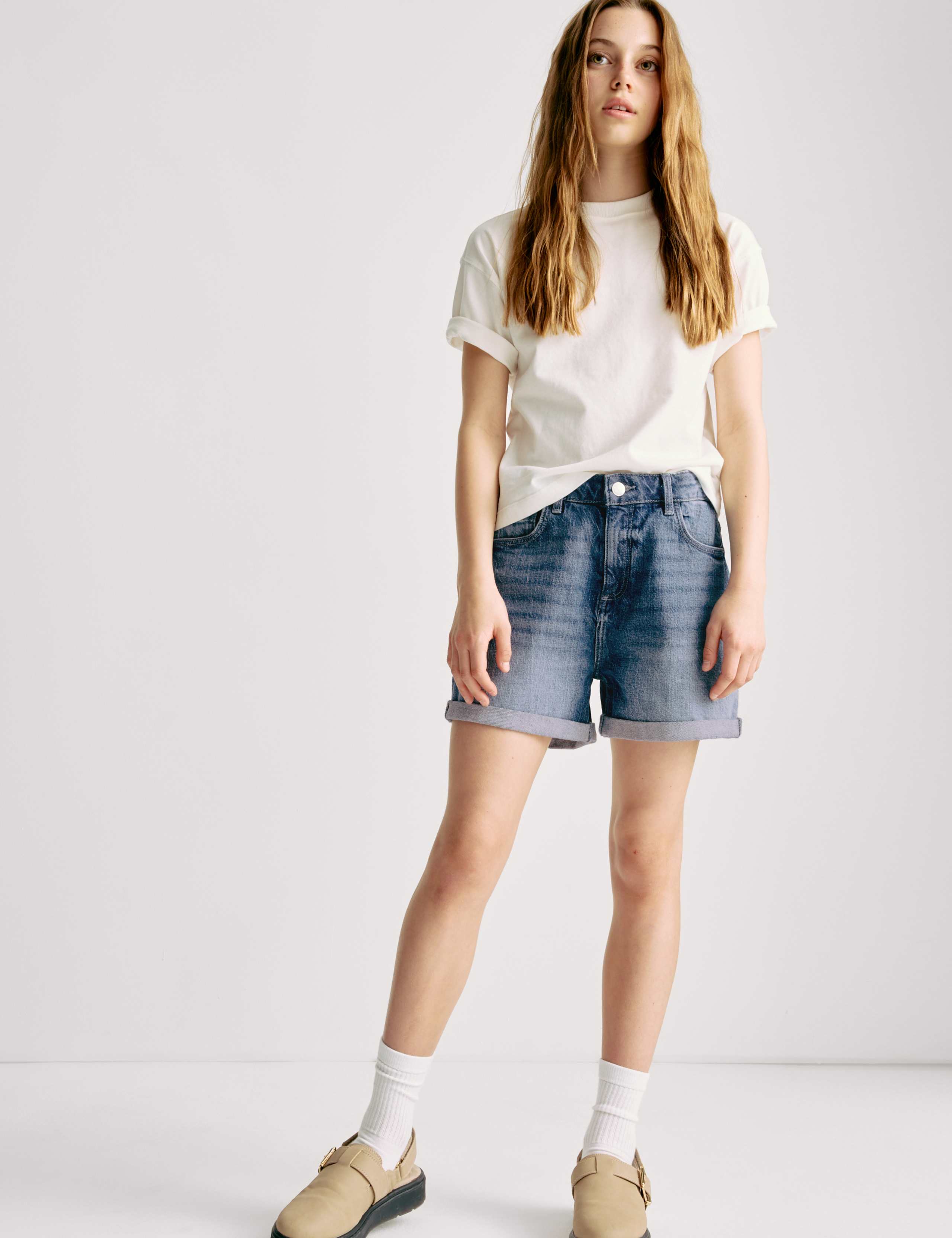 Mom Pure Cotton Denim Shorts (6-16 Yrs)