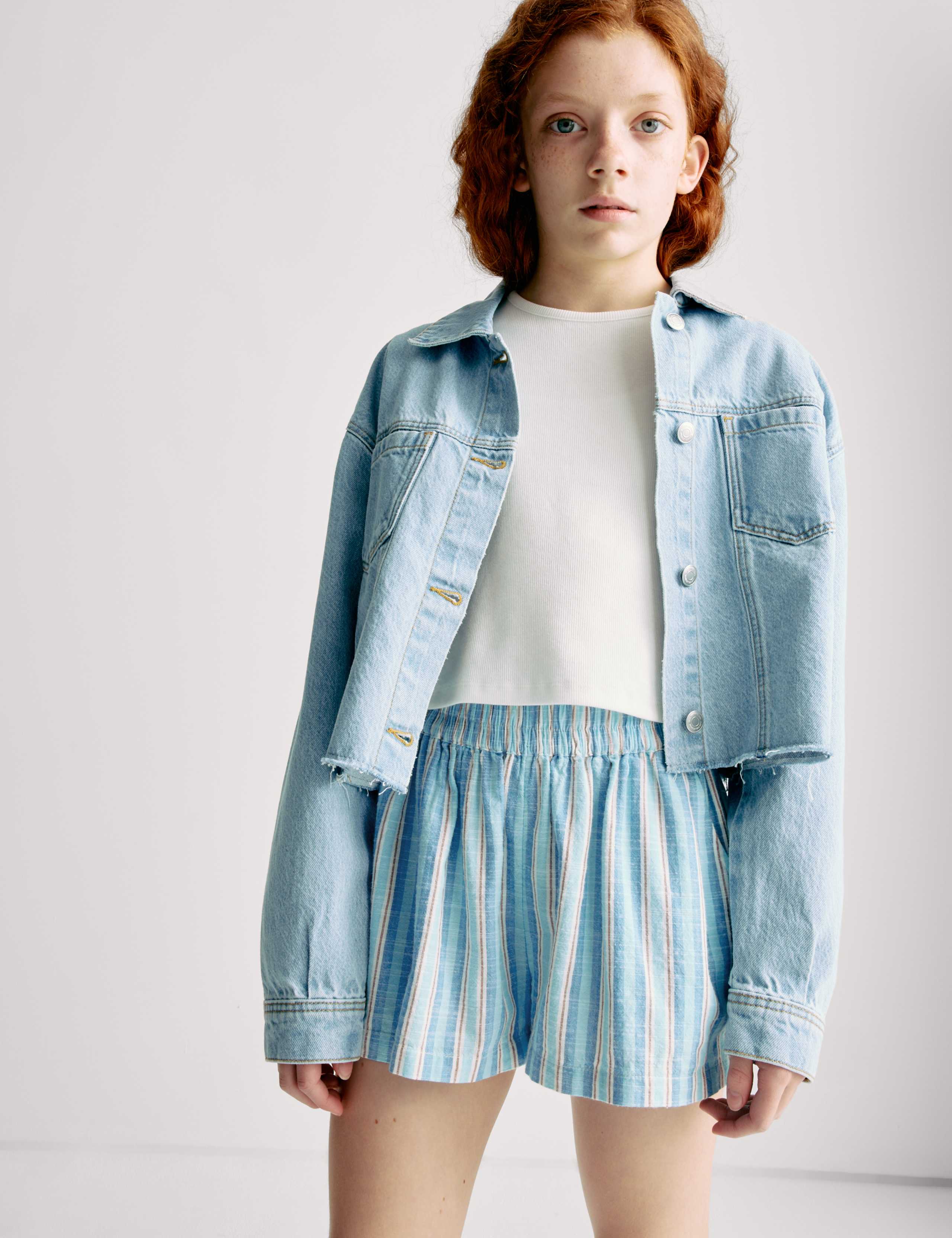 Pure Cotton Striped Shorts (6-16 Yrs)