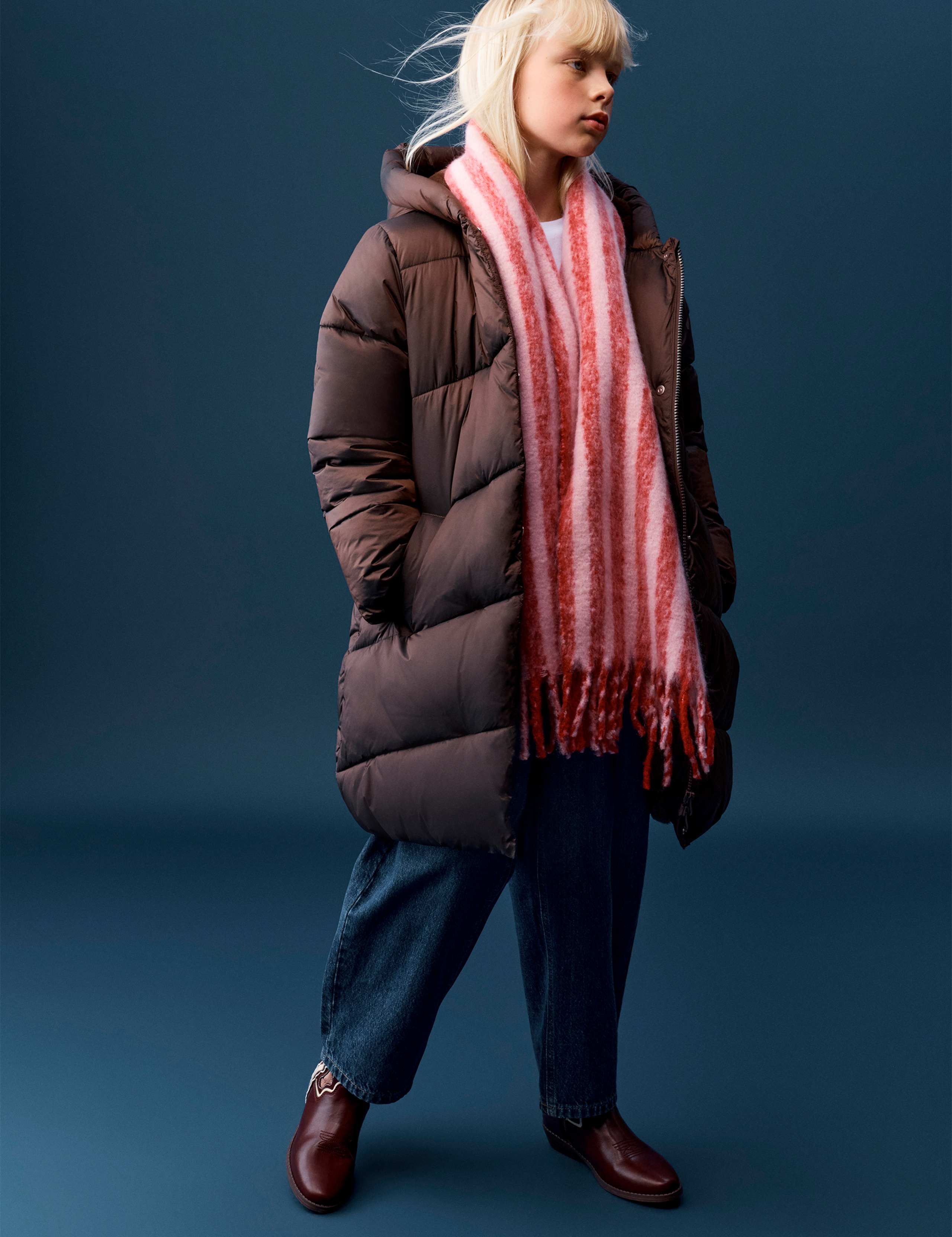 Metallic Long Line Padded Coat (6-16 Yrs)