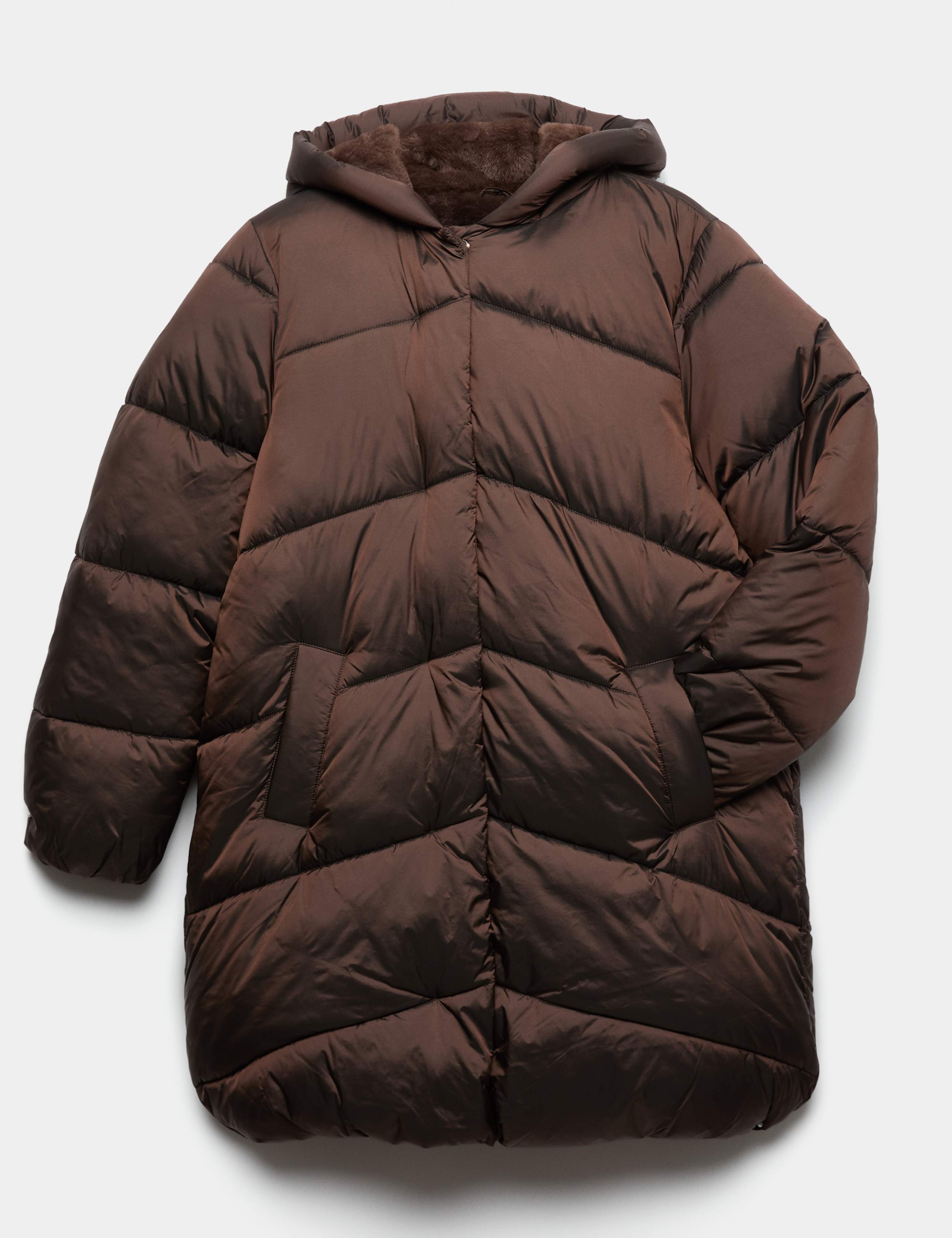 Metallic Long Line Padded Coat (6-16 Yrs)