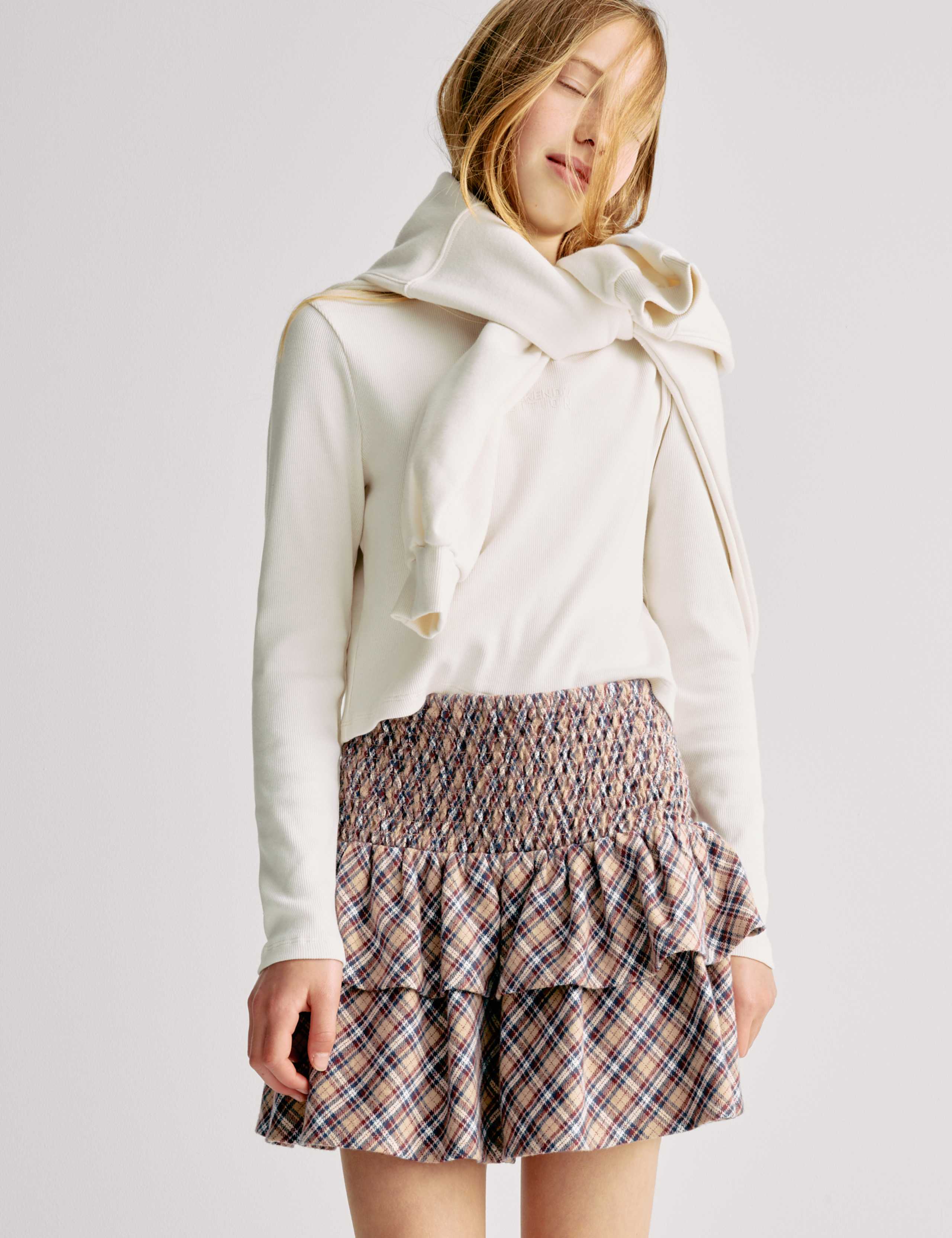 Pure Cotton Check Rara Skirt
