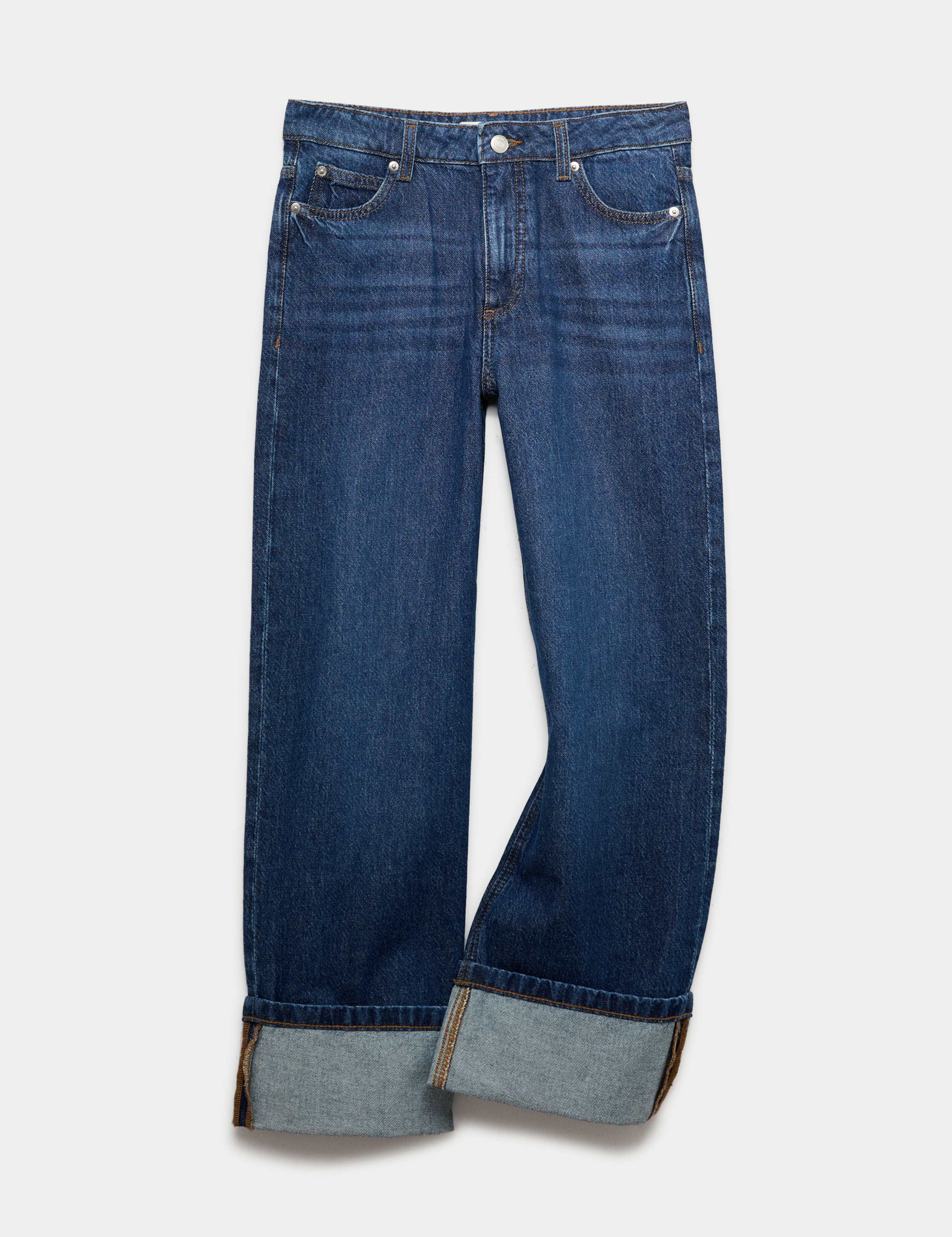 Wide Leg Turn Up Denim Jeans (6-16 Yrs)