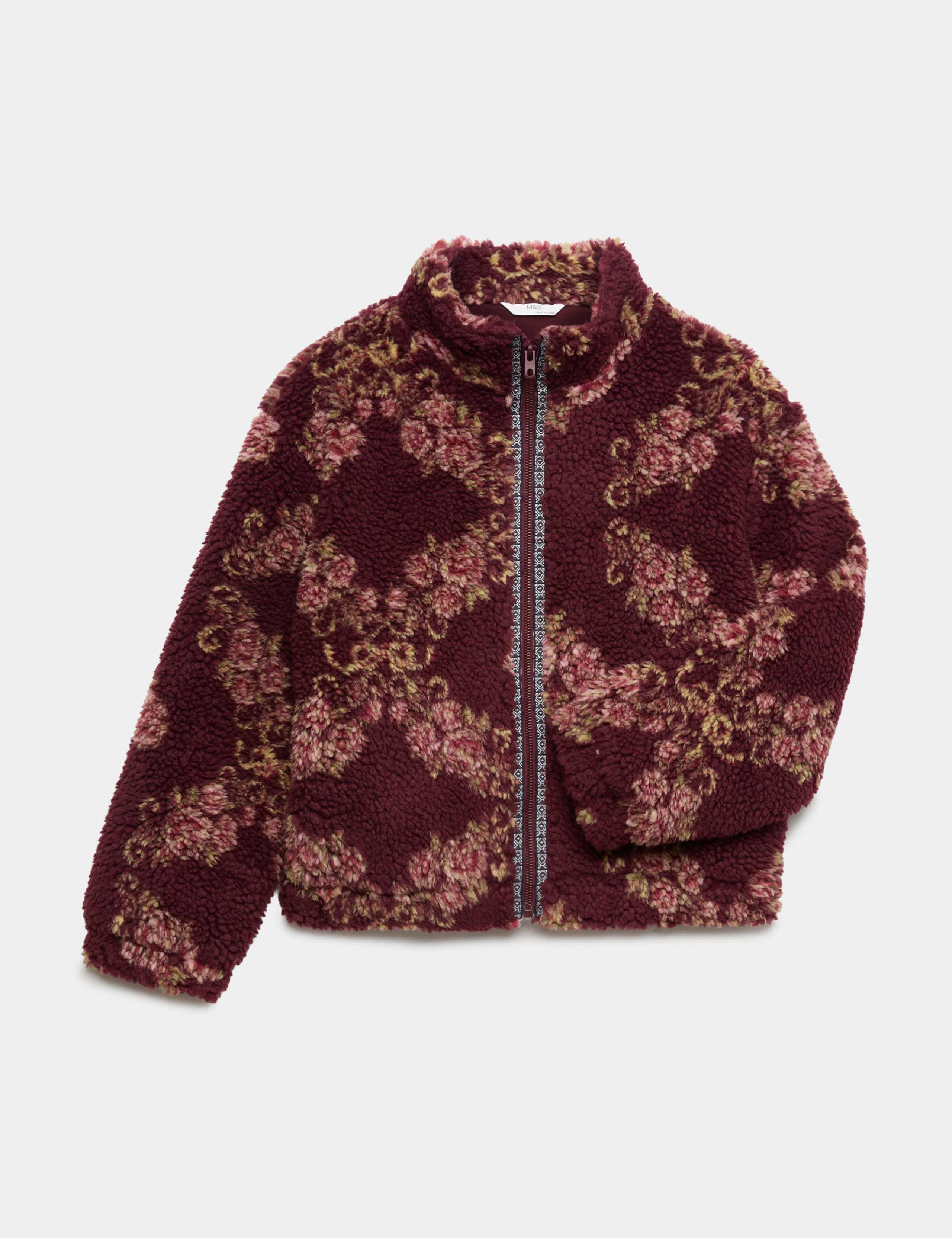 Floral Zip Through Borg Fleece (6-16 Yrs)