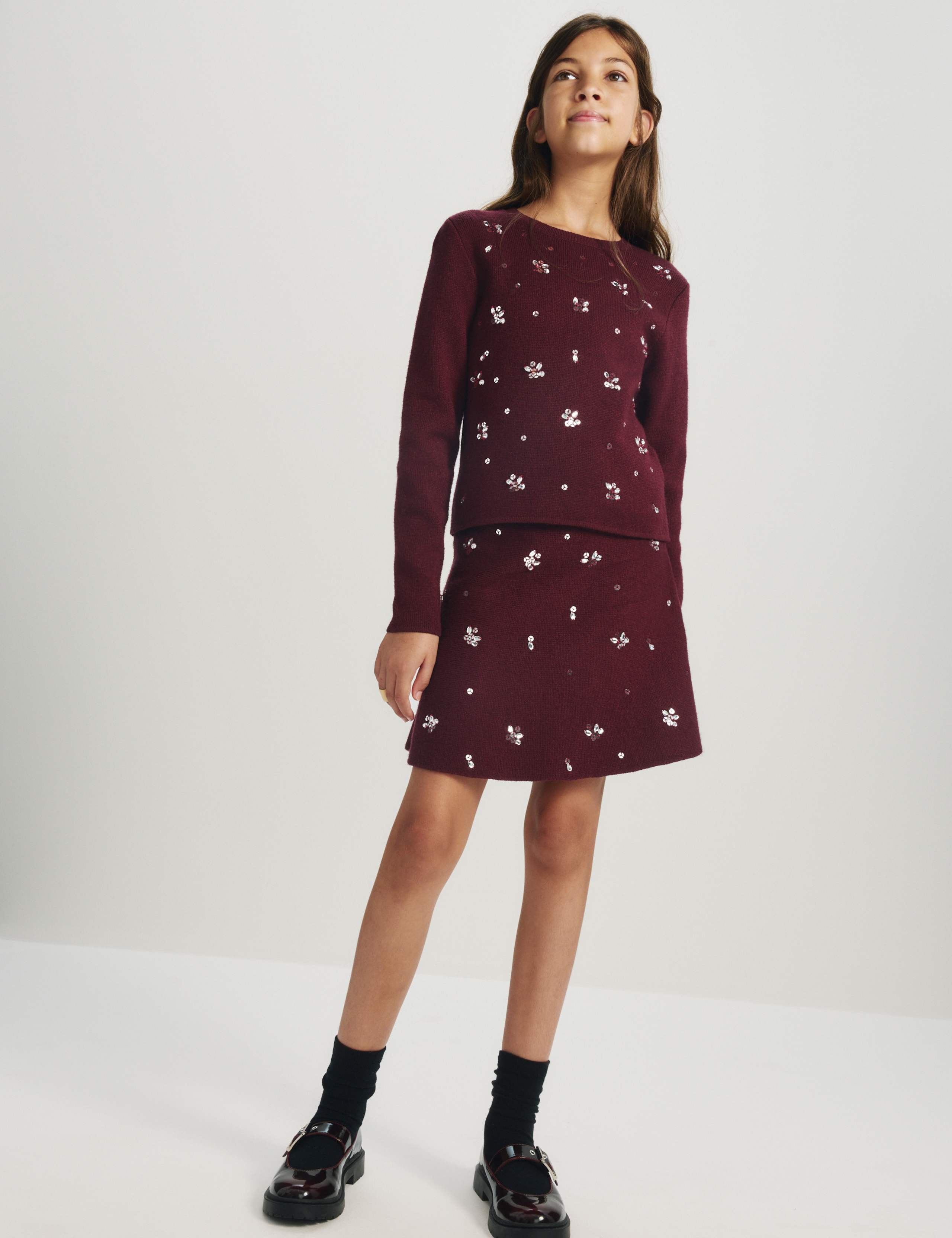 2 Piece Knitted Embellished Skirt Set (6-16 Yrs)