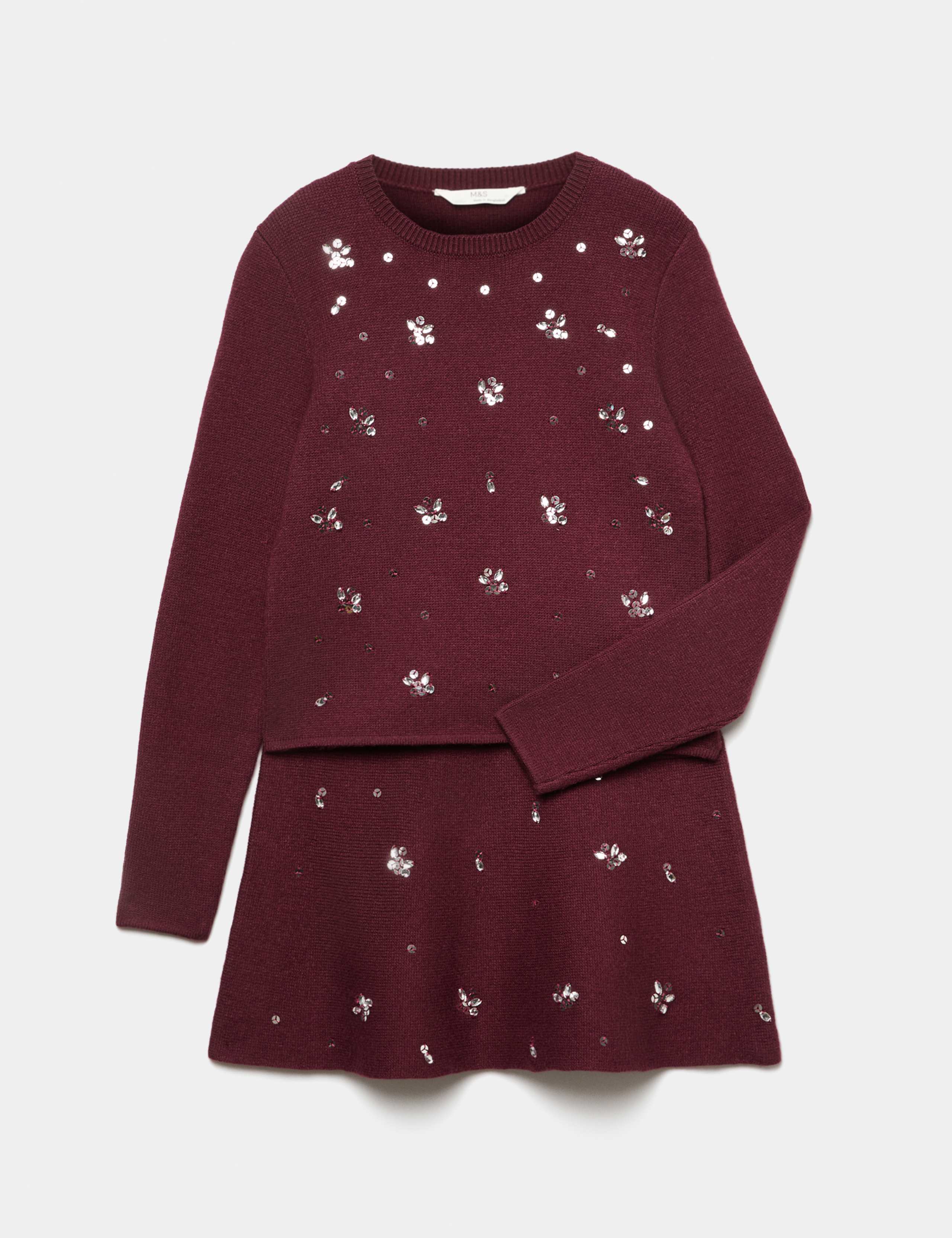 2 Piece Knitted Embellished Skirt Set (6-16 Yrs)