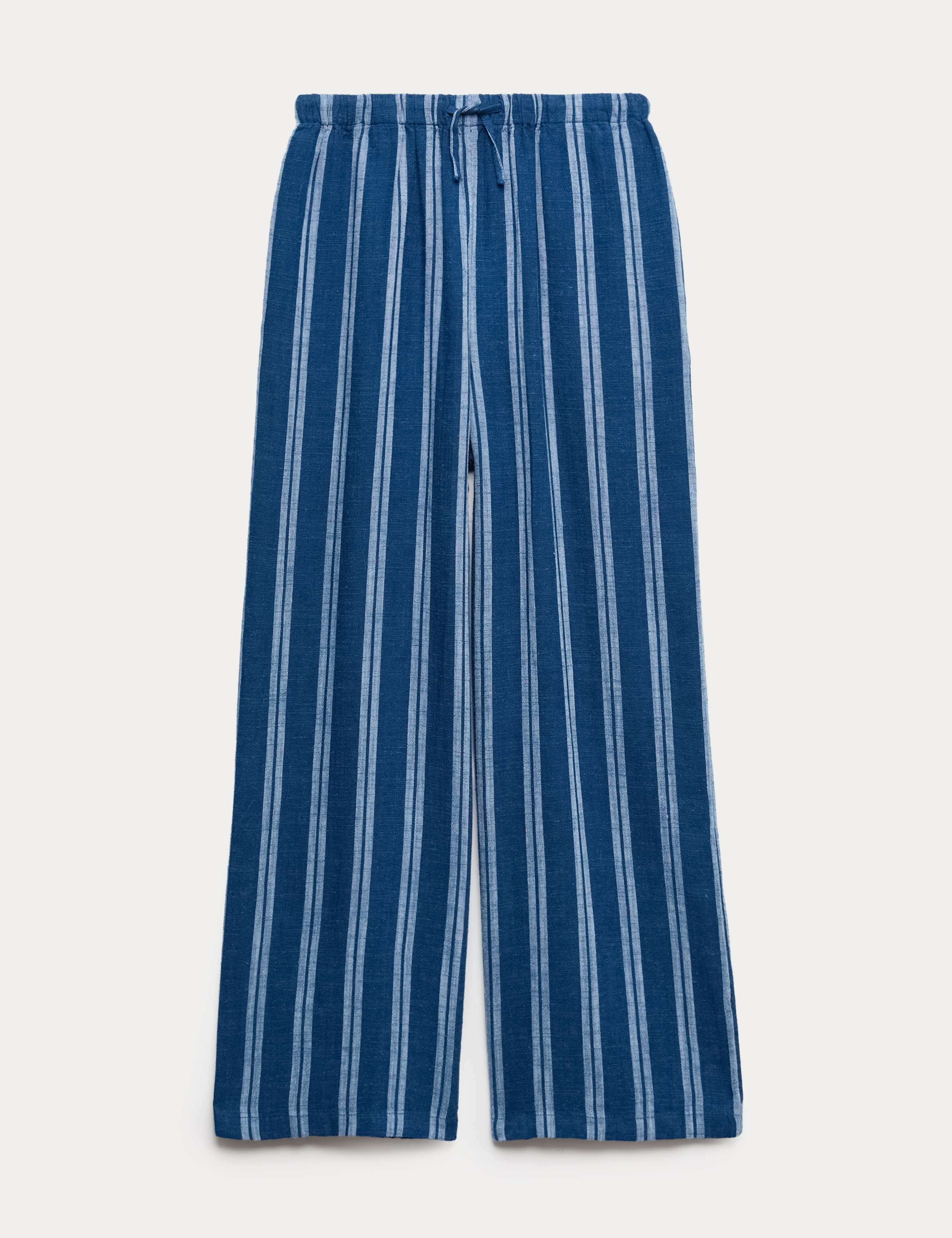Linen Blend Striped Wide Leg Trousers (6-16 Yrs)