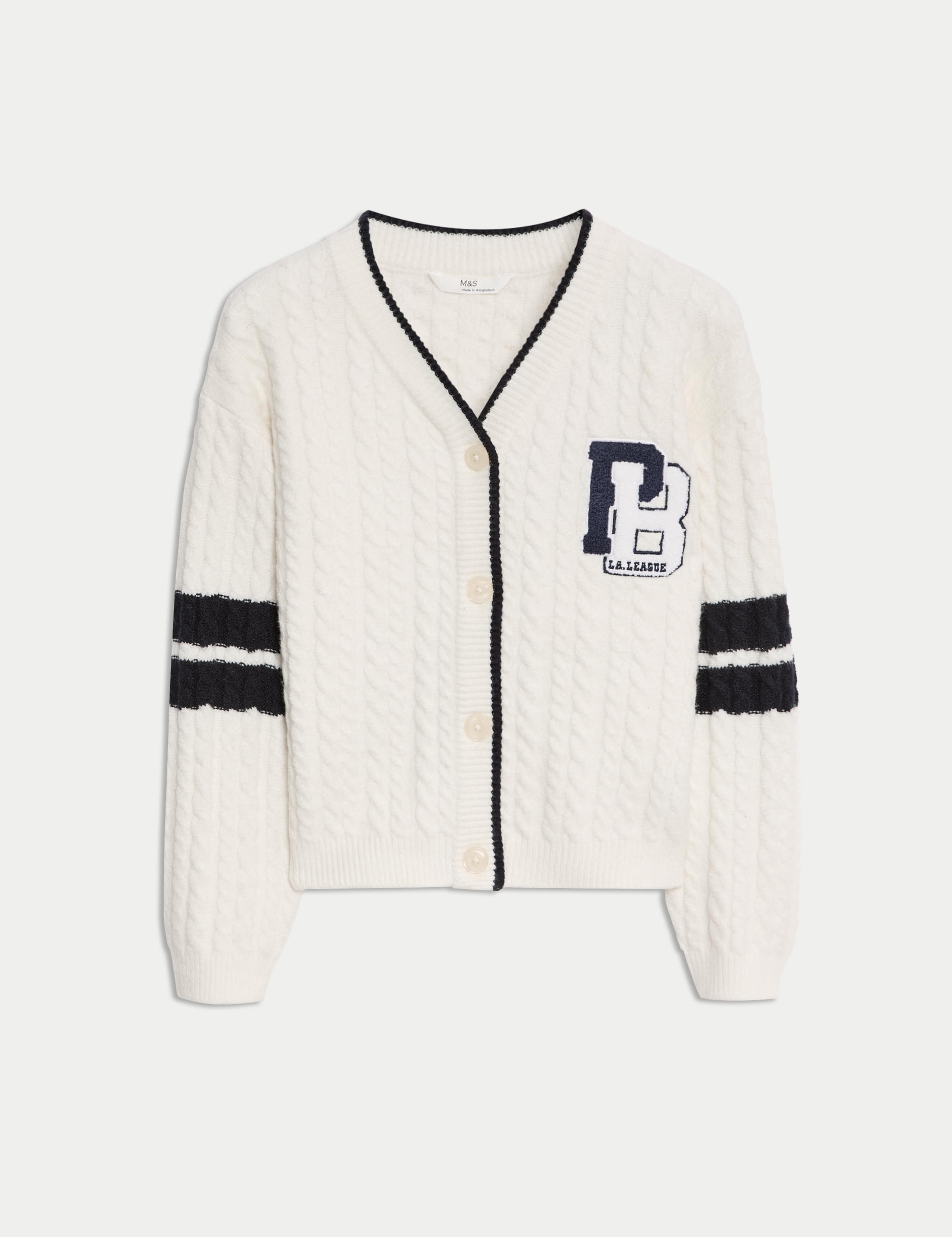 Cotton Blend Varsity Oversized Cardigan (6-16 Yrs)