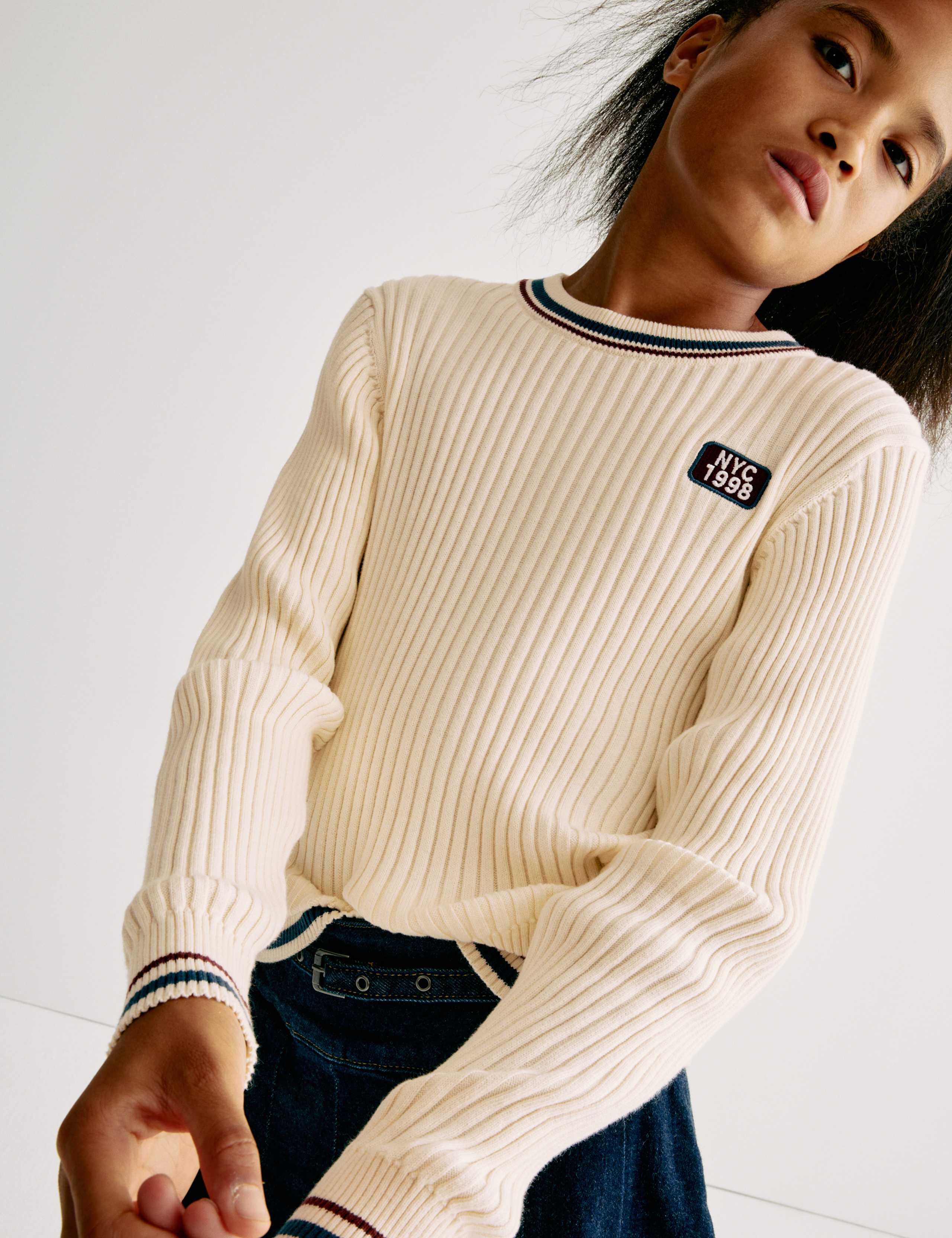 Pure Cotton Ribbed Jumper (6 - 16 yrs)