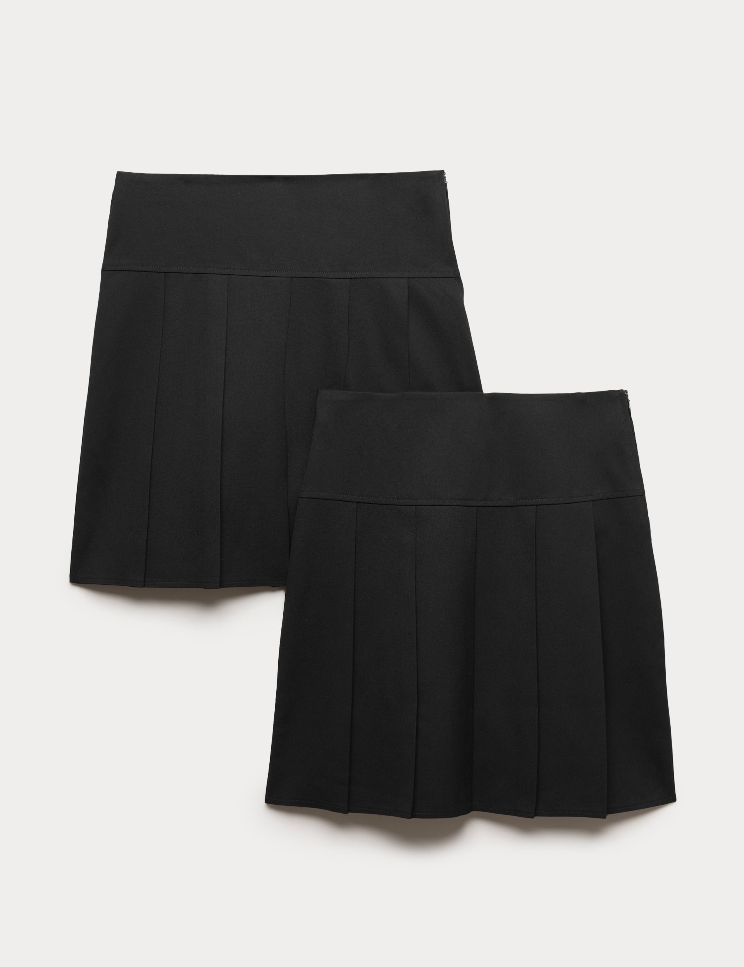 2 Pack Girls' Pleated School Skirts (2-18 Yrs)