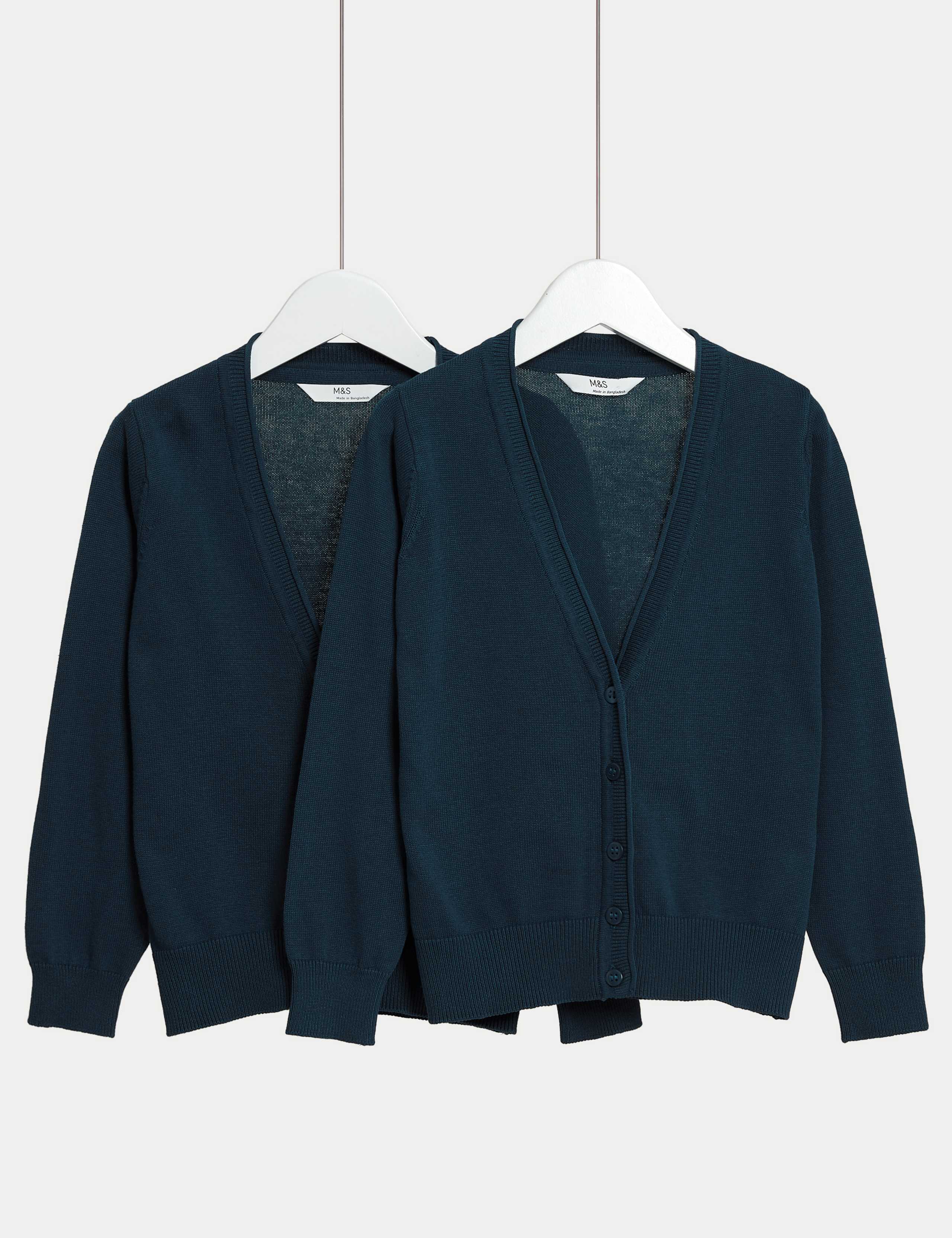 2 Pack Girls' Pure Cotton School Cardigan (3-18 Yrs)