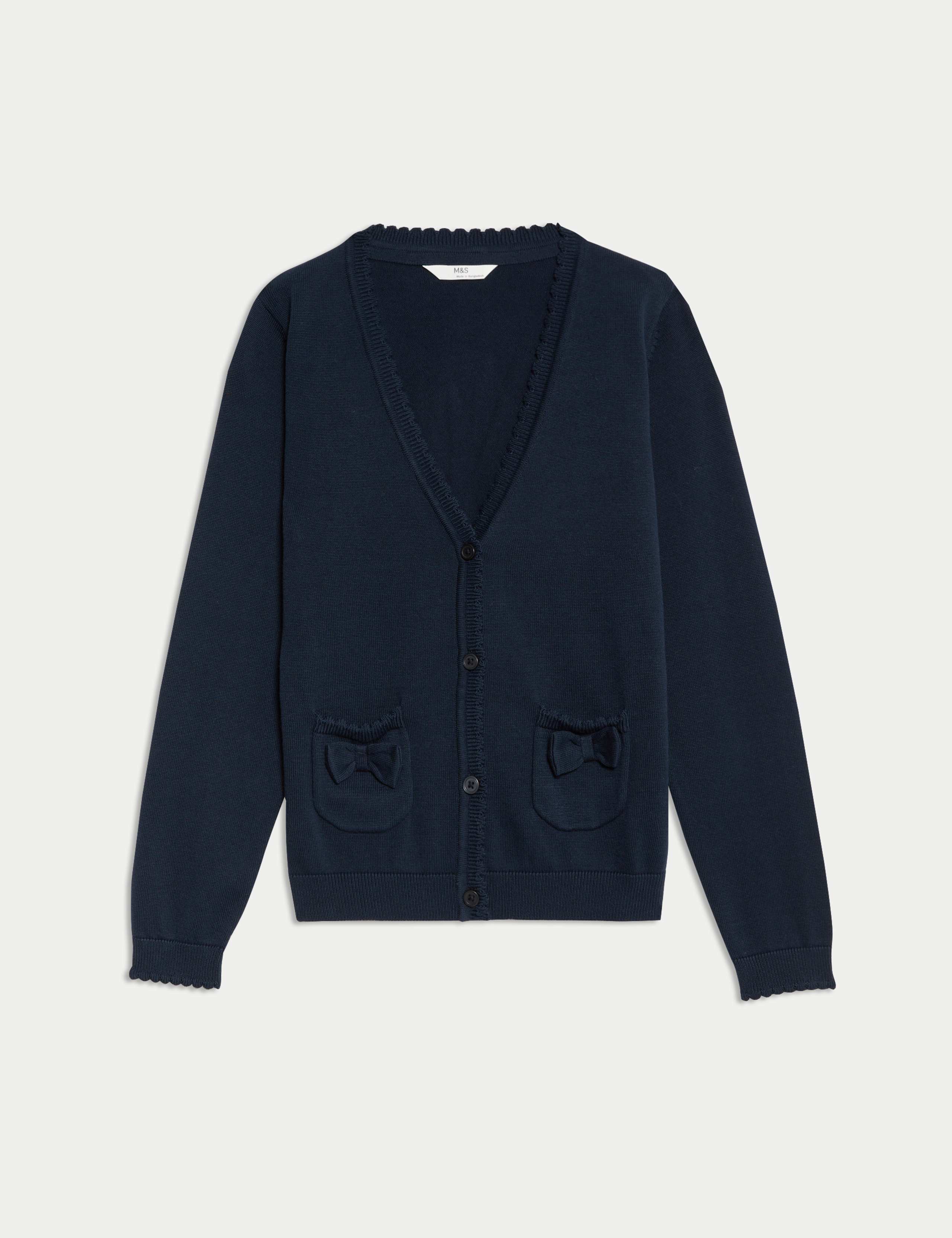 Pure Cotton Bow Pocket Cardigan (3-18 Yrs)