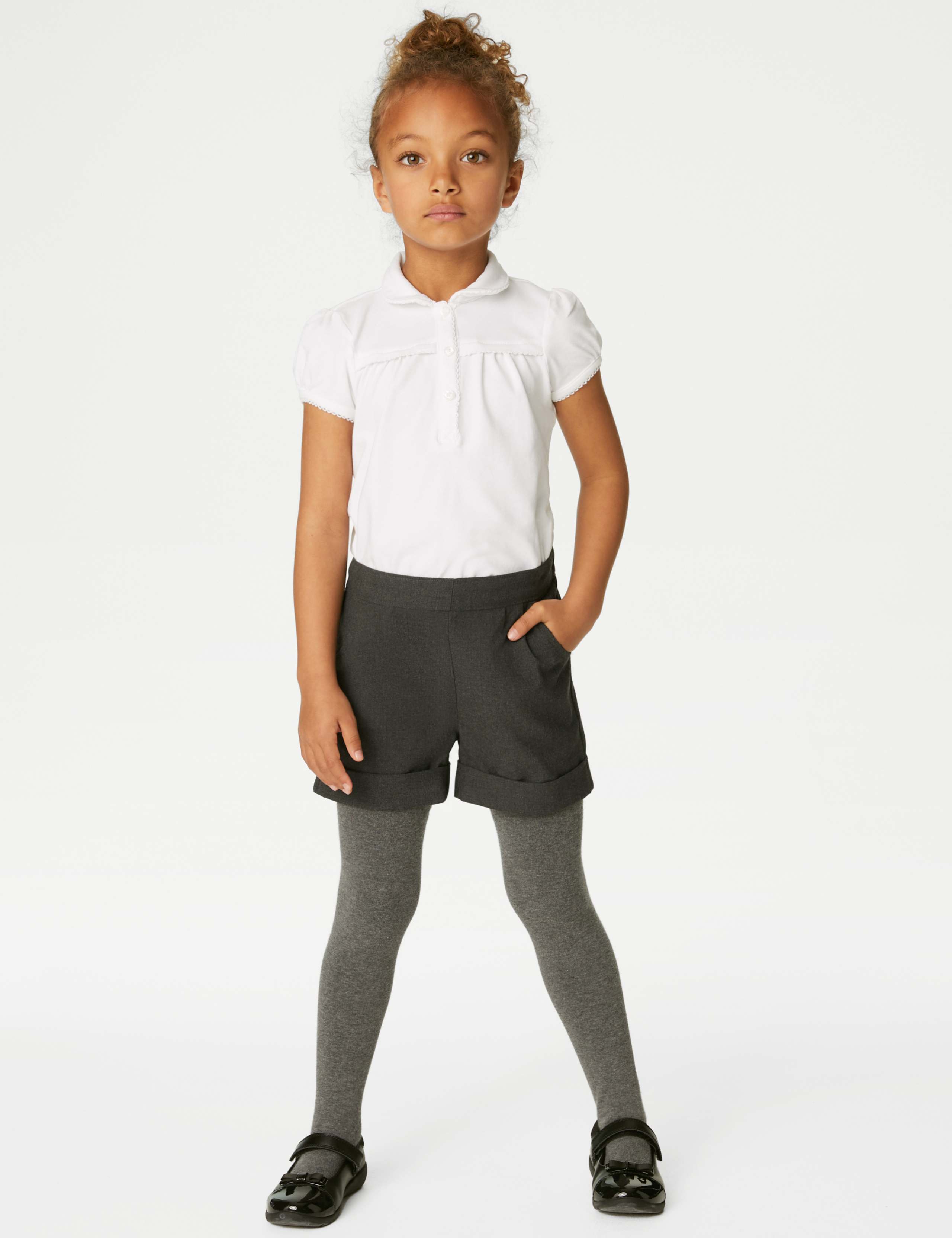 Girls' Turn Up School Shorts (2-16 Yrs)