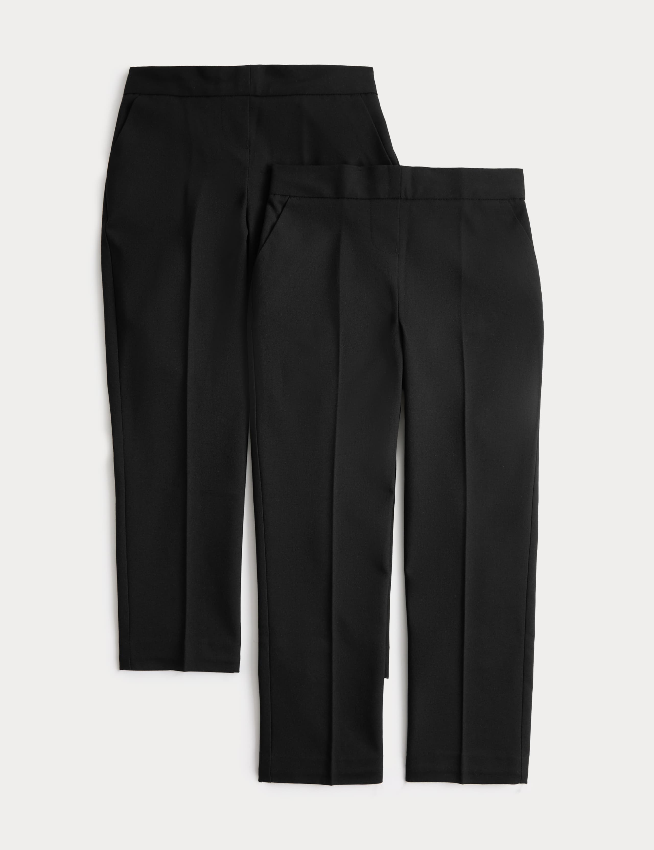2 Pack Slim Leg School Trousers (2-18 Yrs)