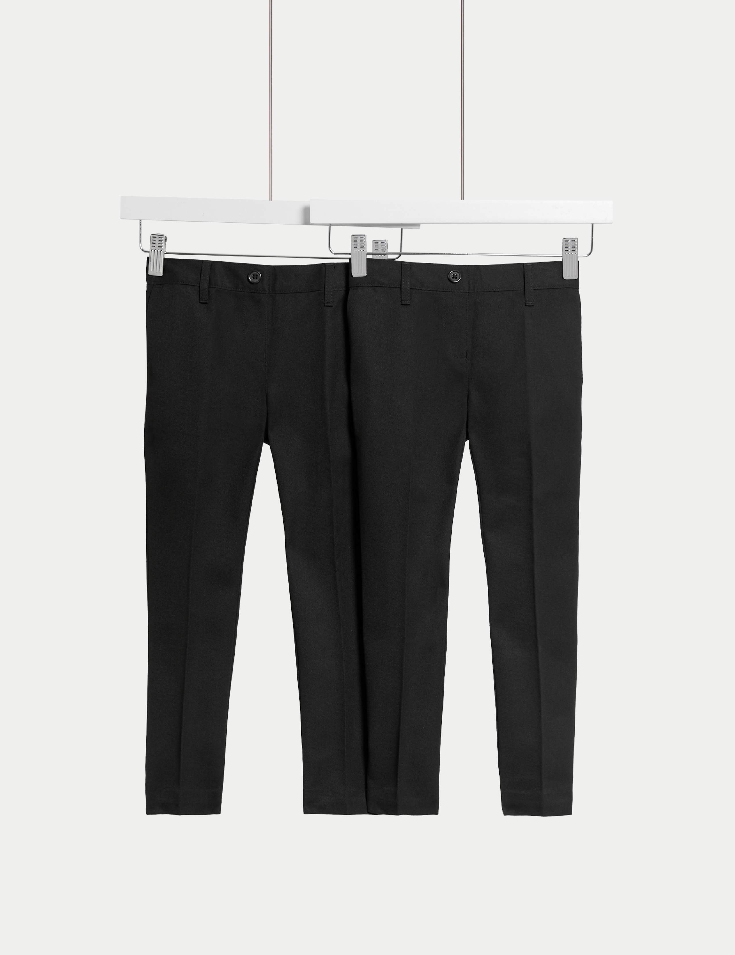 2pk Girls' Slim Fit Easy Dressing School Trousers (3-18 Yrs)