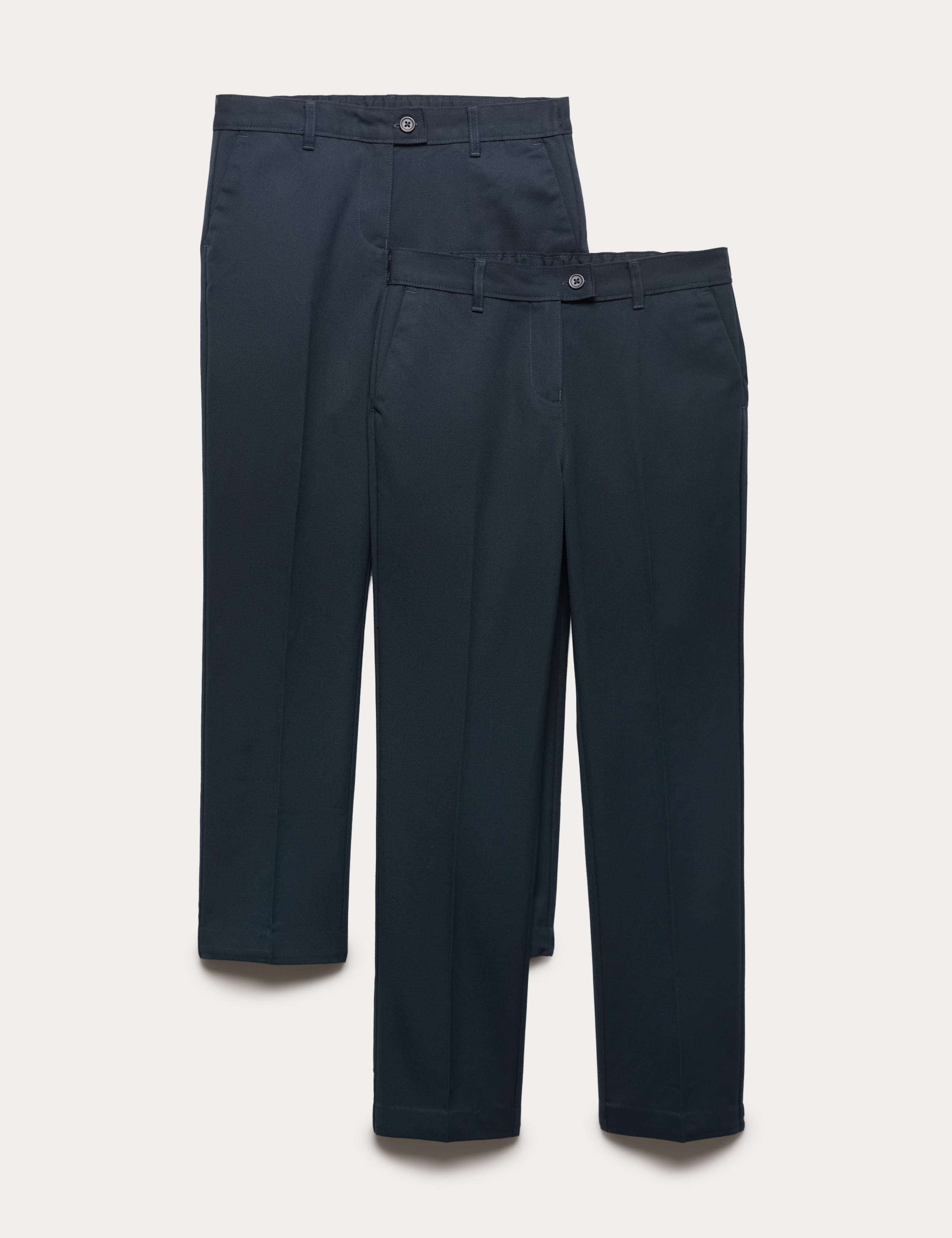 2 Pack Girls' Slim Leg School Trousers (2-18 Yrs)