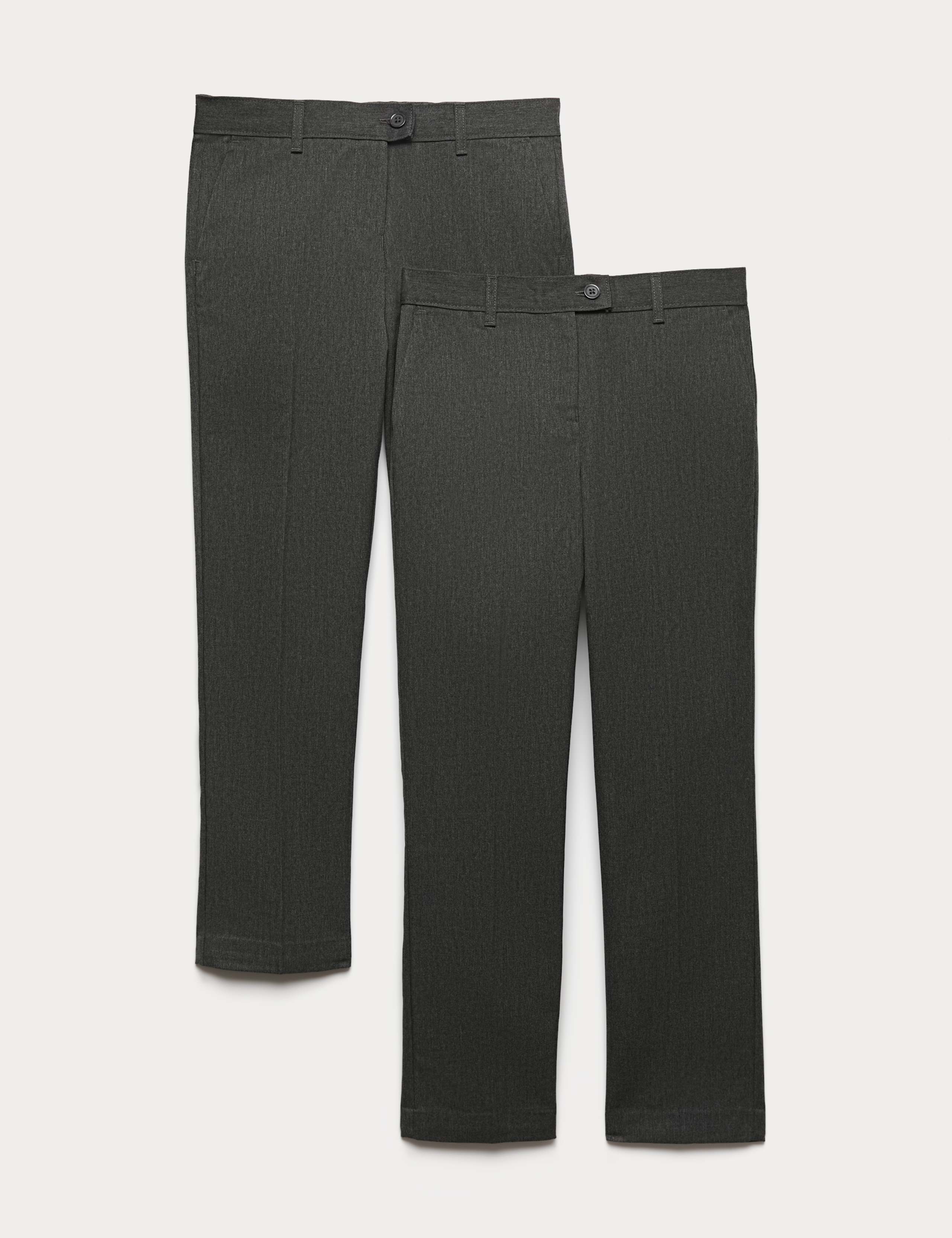 2 Pack Girls' Slim Leg School Trousers (2-18 Yrs)