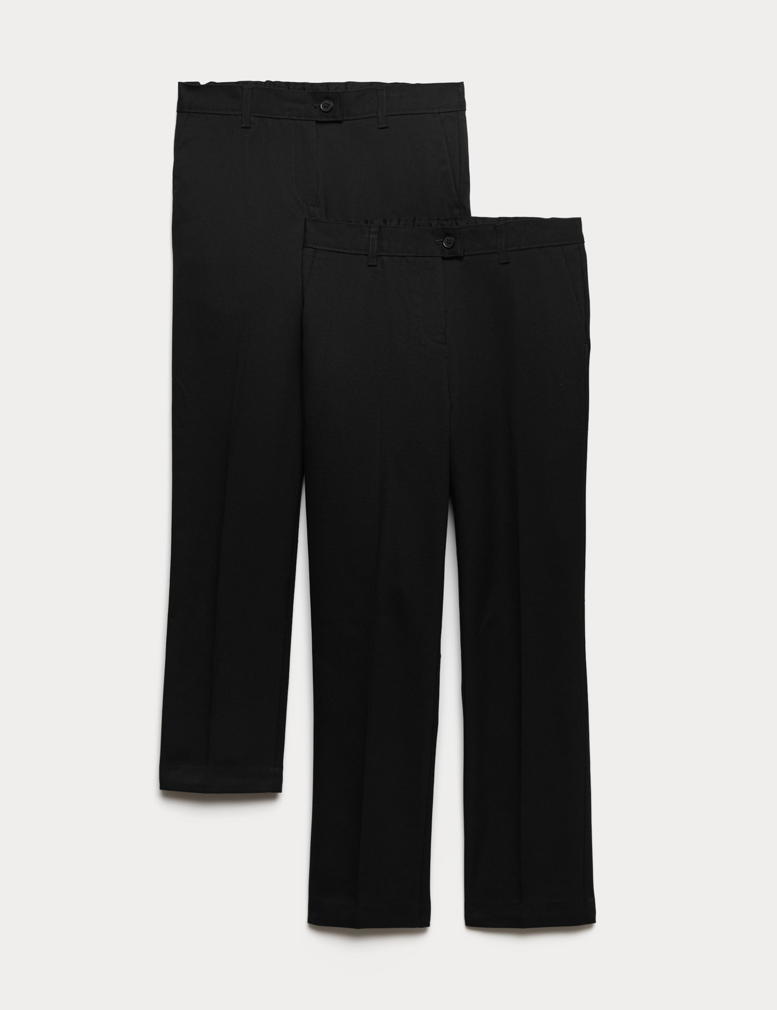 2 Pack Girls' Slim Leg School Trousers (2-18 Yrs)