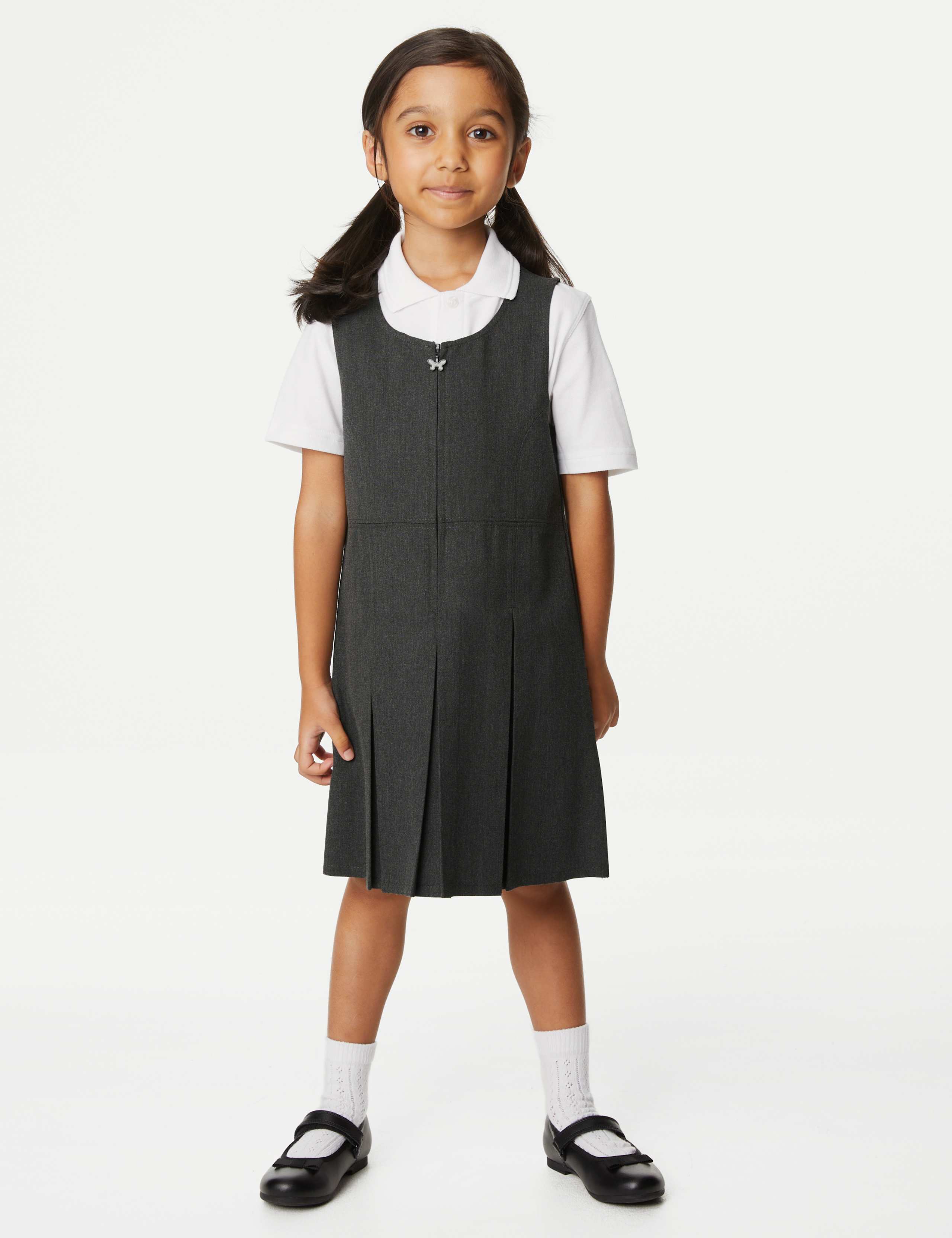Girls' Longer Length Pleated School Pinafore (2-12 Yrs)