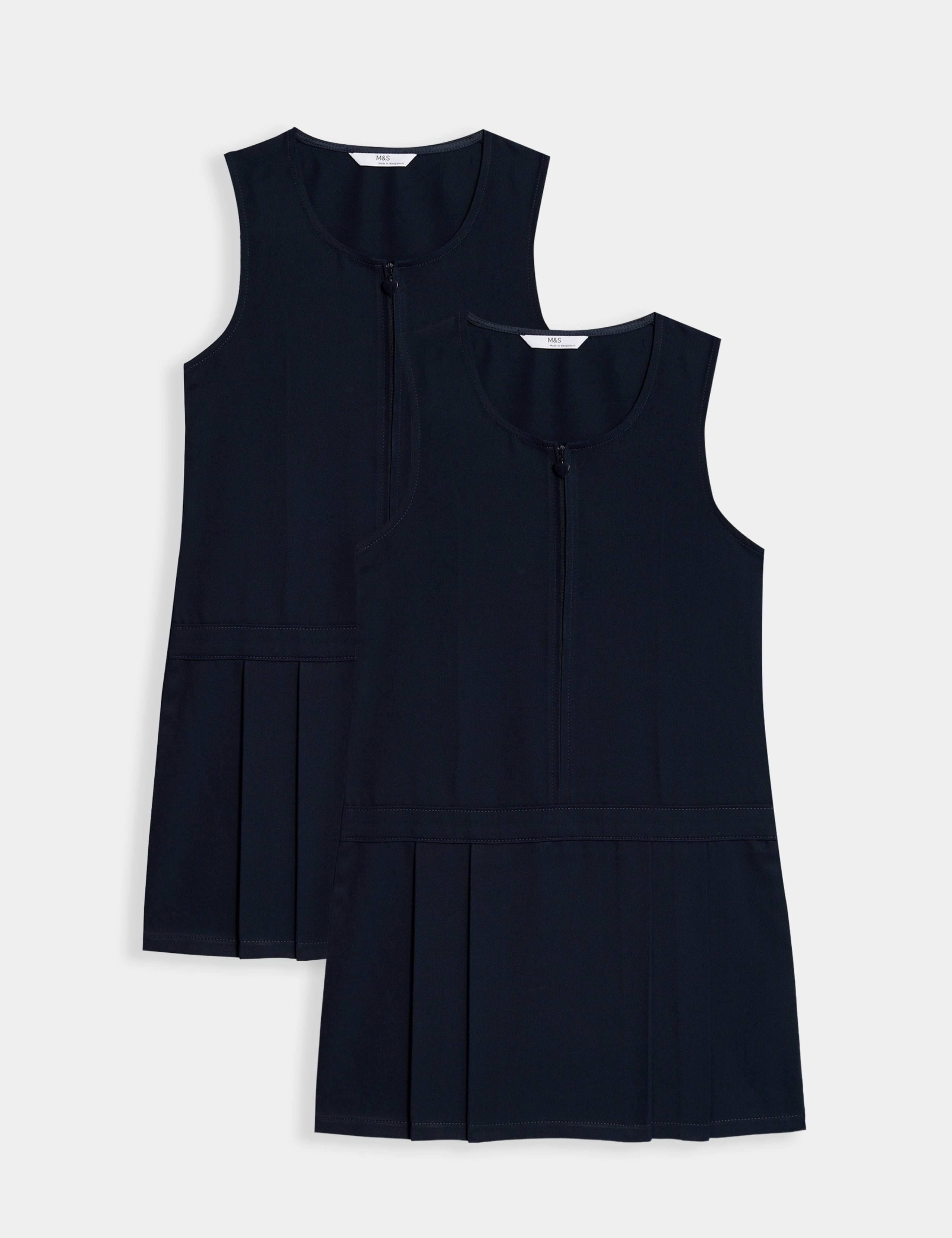 2 Pack Pleated Pinafore School Dresses (2-12 Yrs)