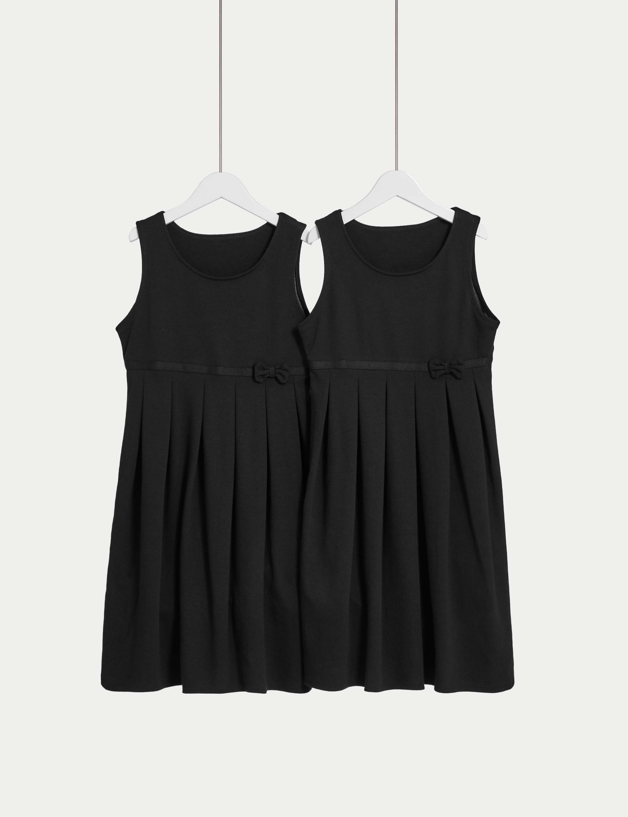 2pk Girls' Jersey Bow School Pinafores (2-12 Yrs)
