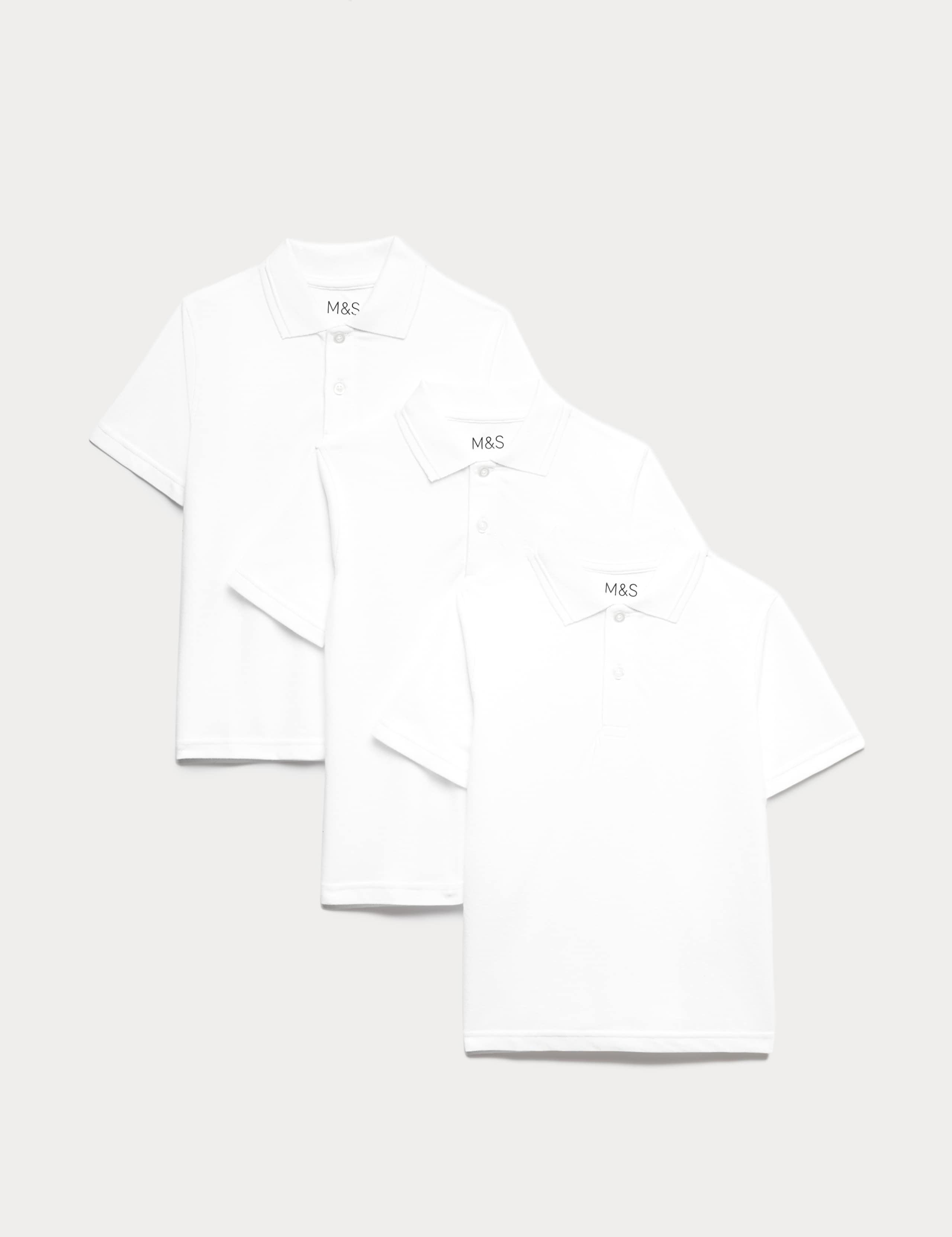 3 Pack Unisex Stain Resist School Polo Shirts (2-18 Yrs)