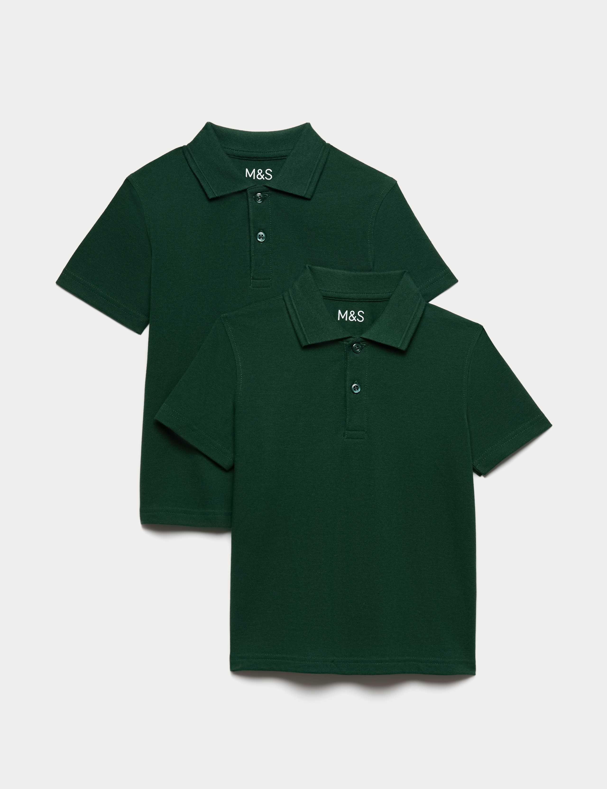 2 Pack Unisex Stain Resist School Polo Shirts (2-18 Yrs)