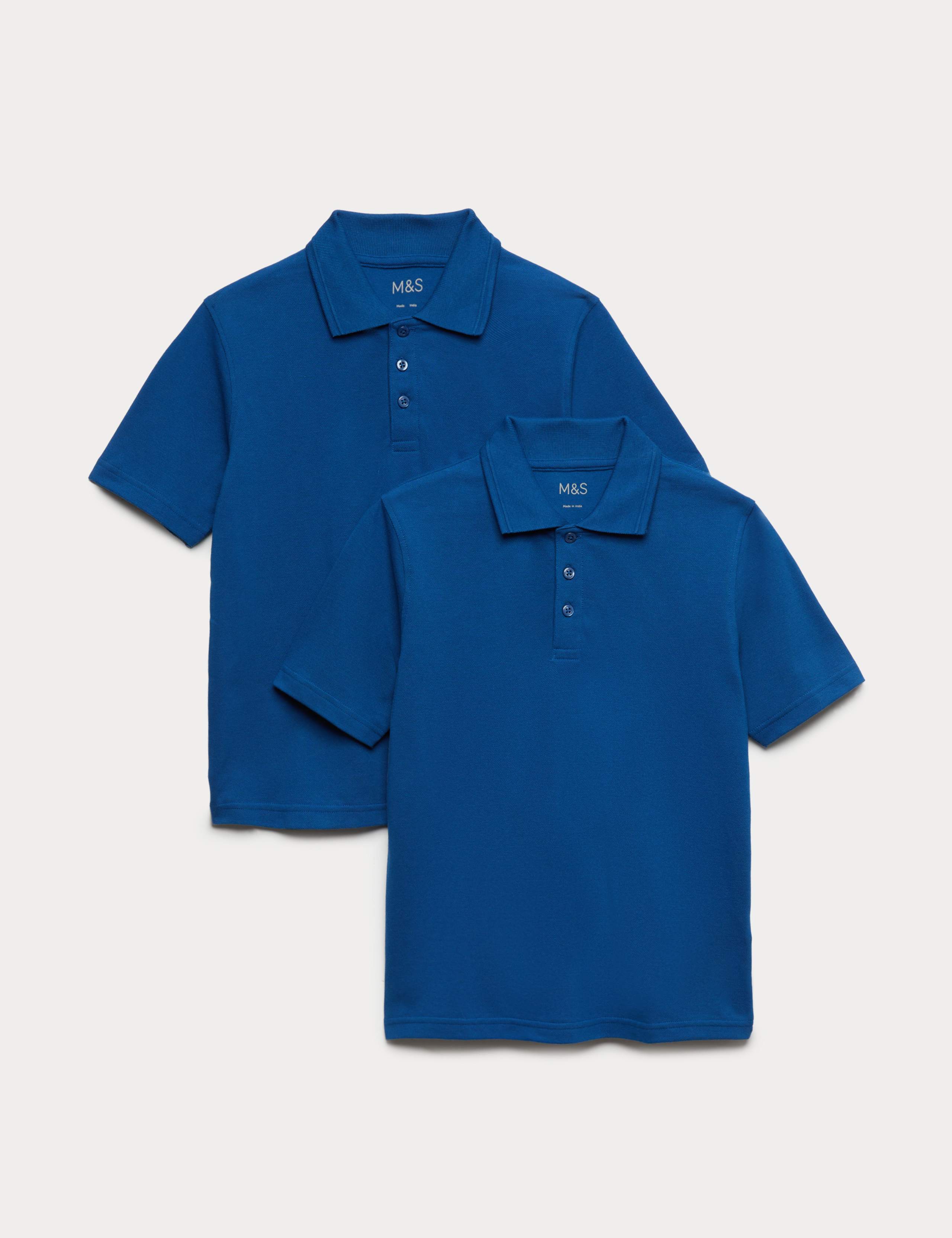 2 Pack Unisex Stain Resist School Polo Shirts (2-18 Yrs)