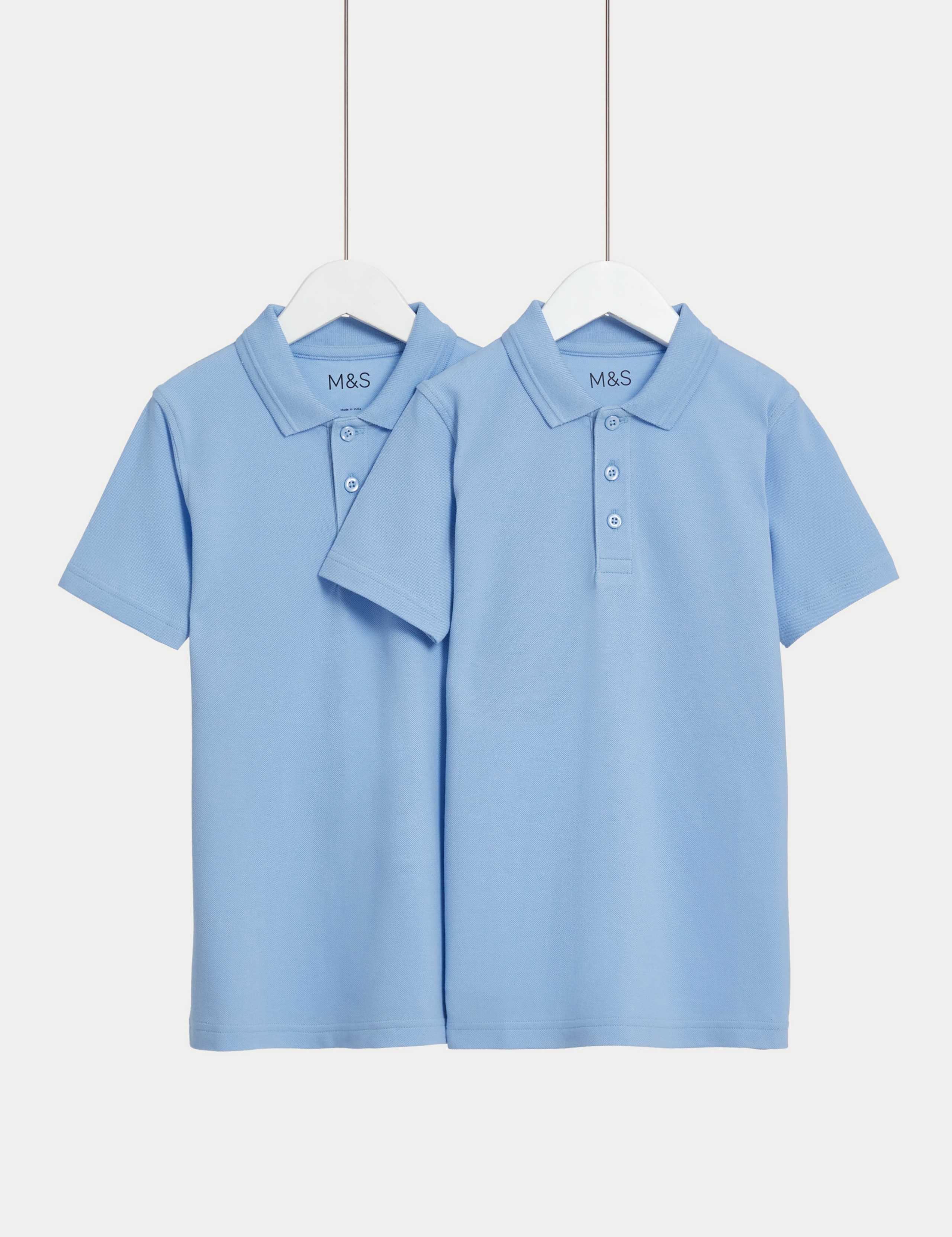 2pk Unisex Slim Stain Resist School Polo Shirts (2-18 Yrs)