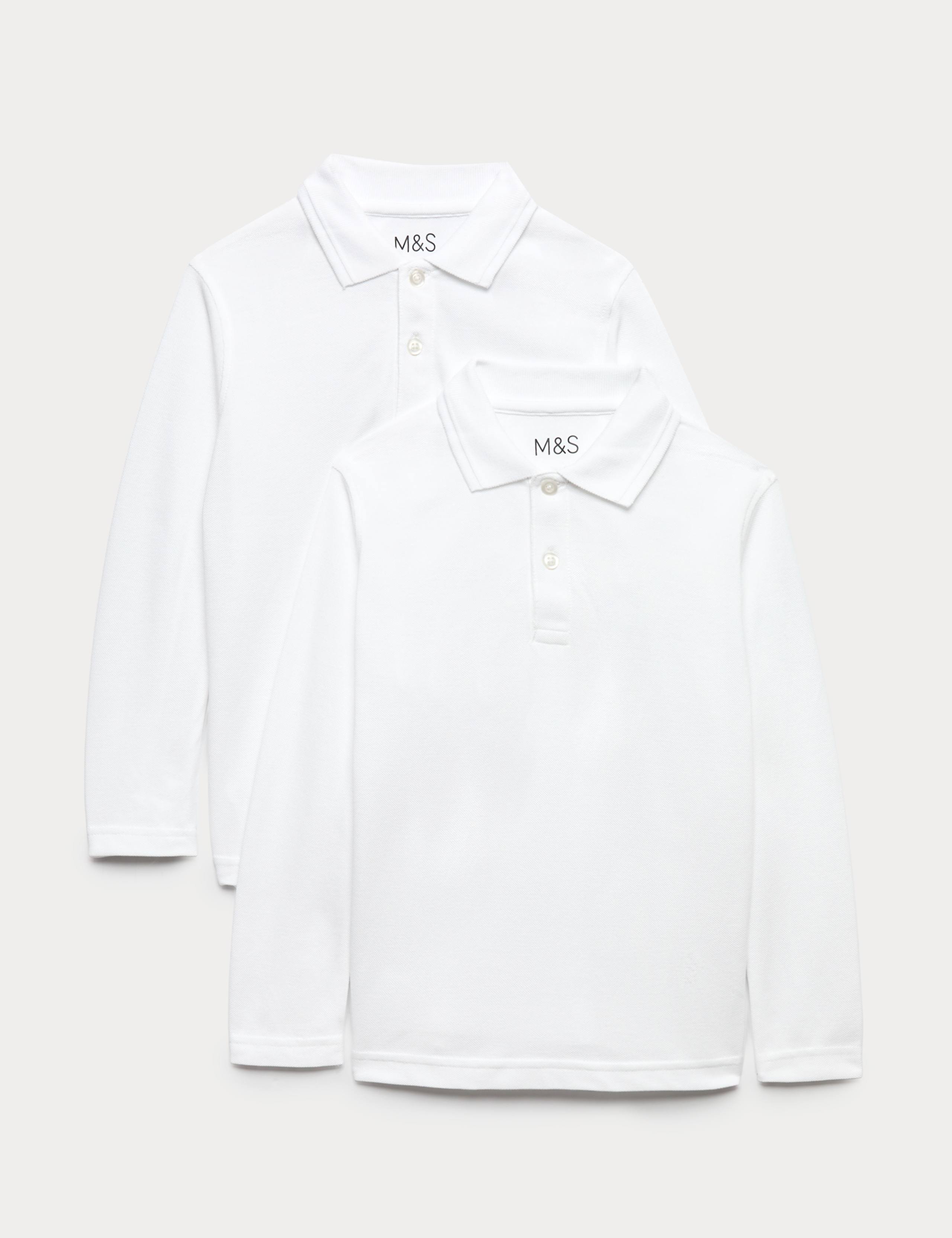 2 Pack Unisex Pure Cotton Stain Resist School Polo Shirts (2-18 Yrs)