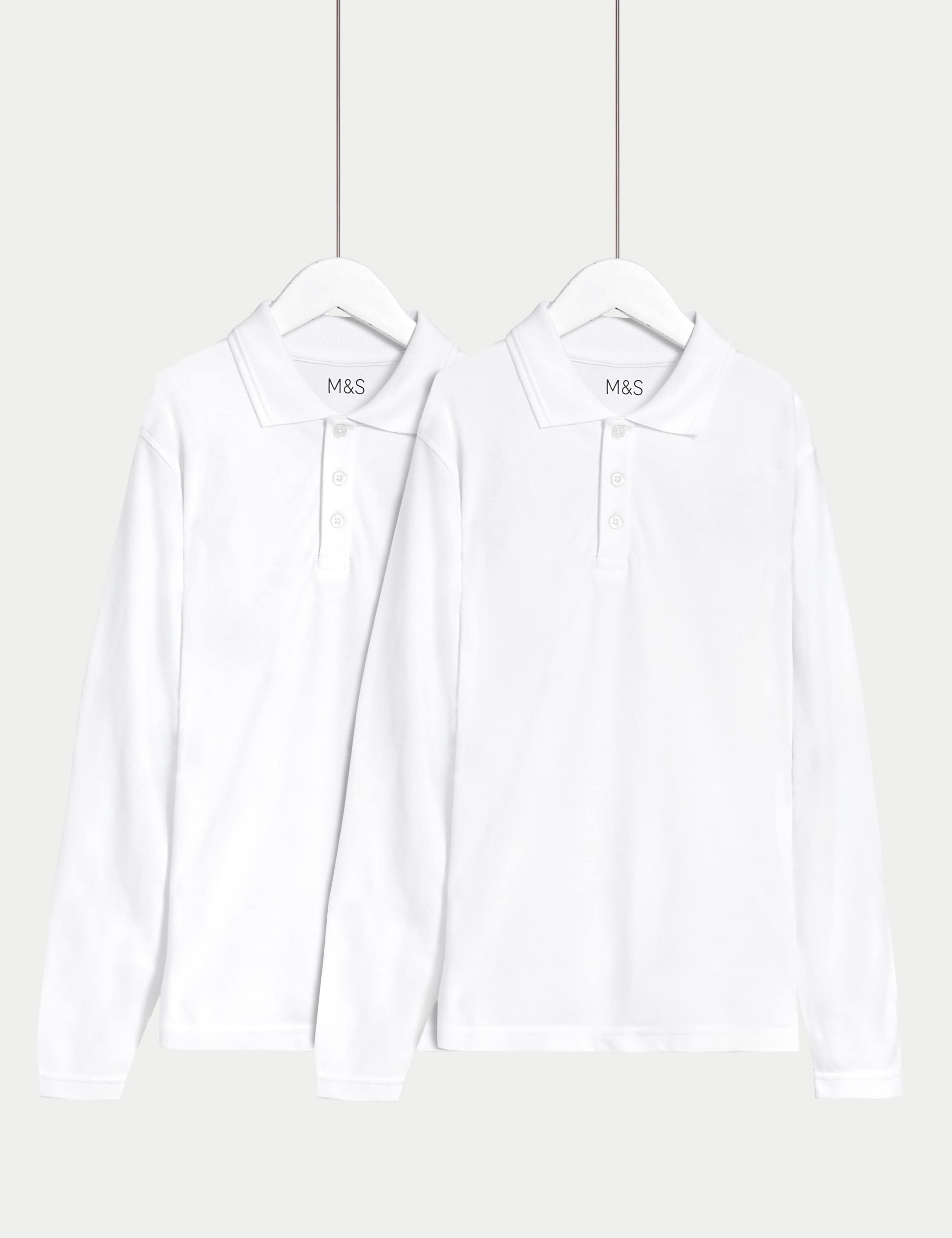 2pk Unisex Pure Cotton Stain Resist School Polo Shirts (2-18 Yrs)