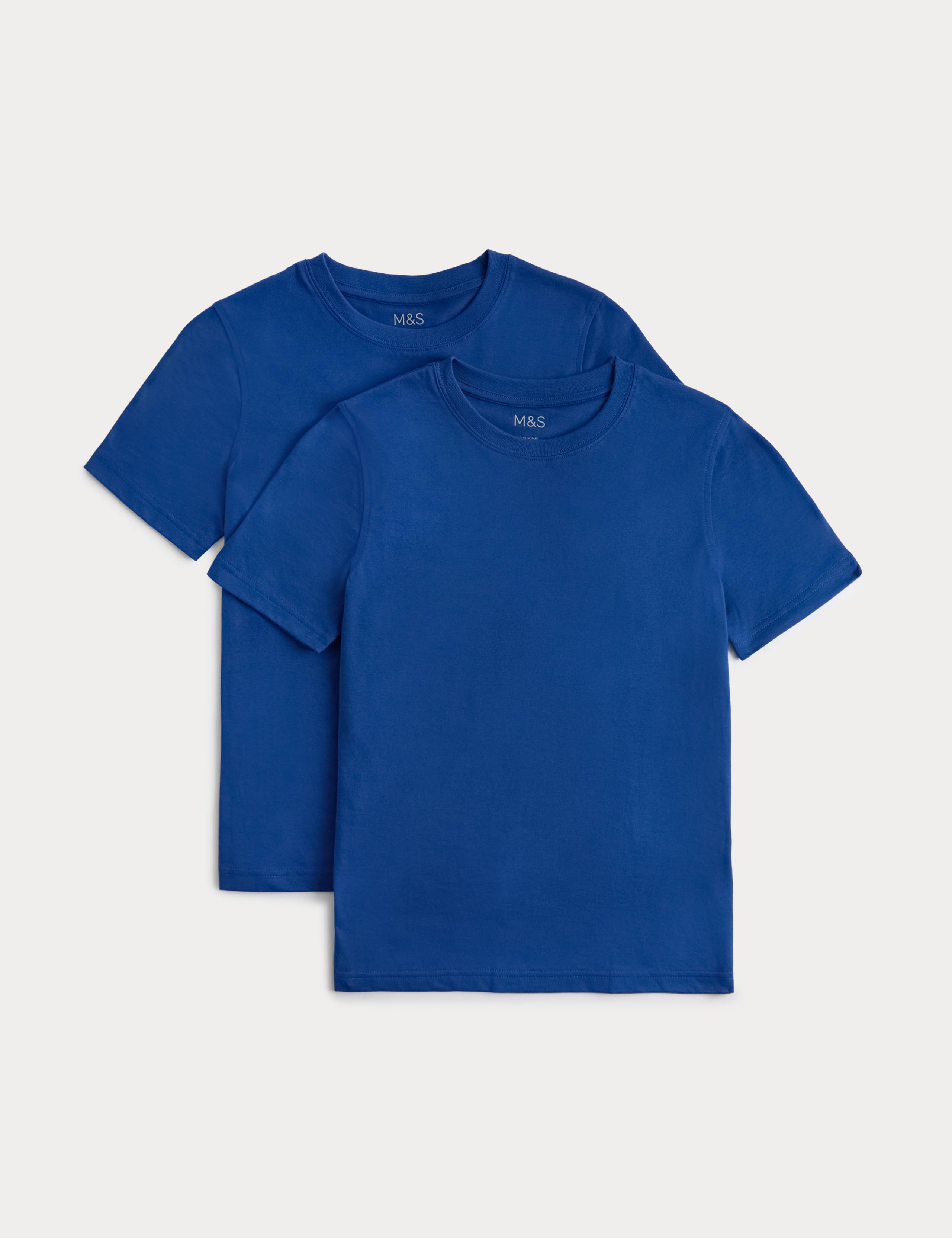 2 Pack Unisex Pure Cotton School T-Shirts (2-16 Yrs)