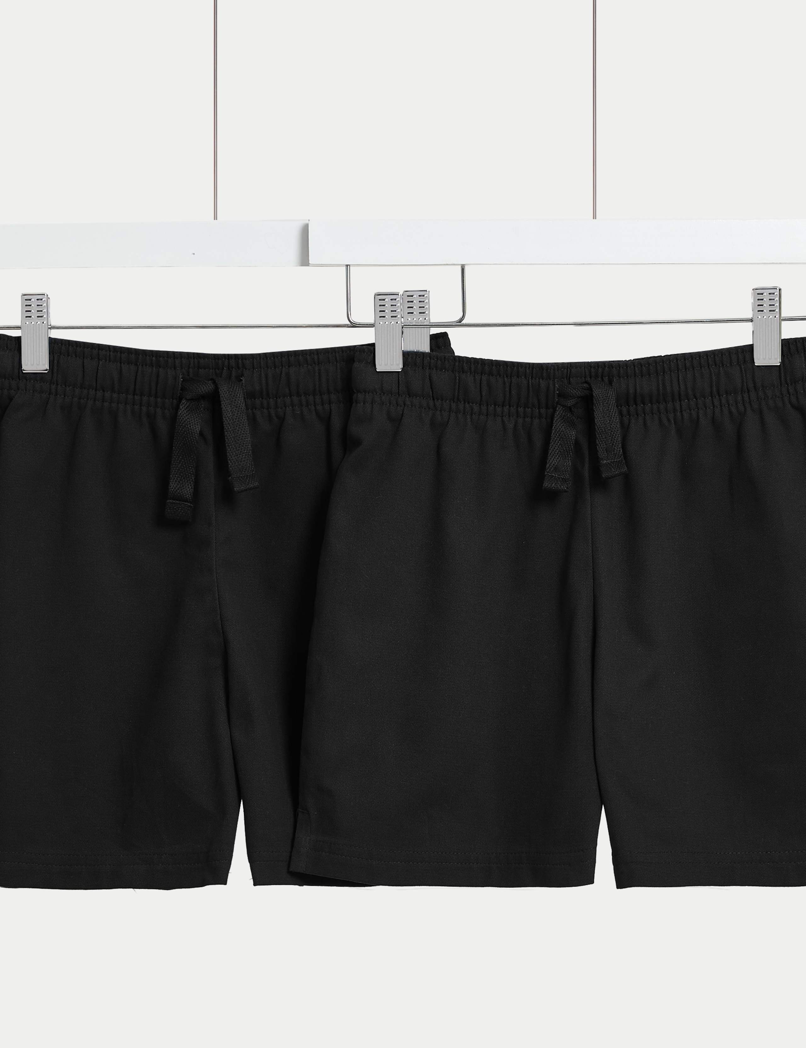 2 Pack Unisex Pure Cotton School Shorts (2-16 Yrs)