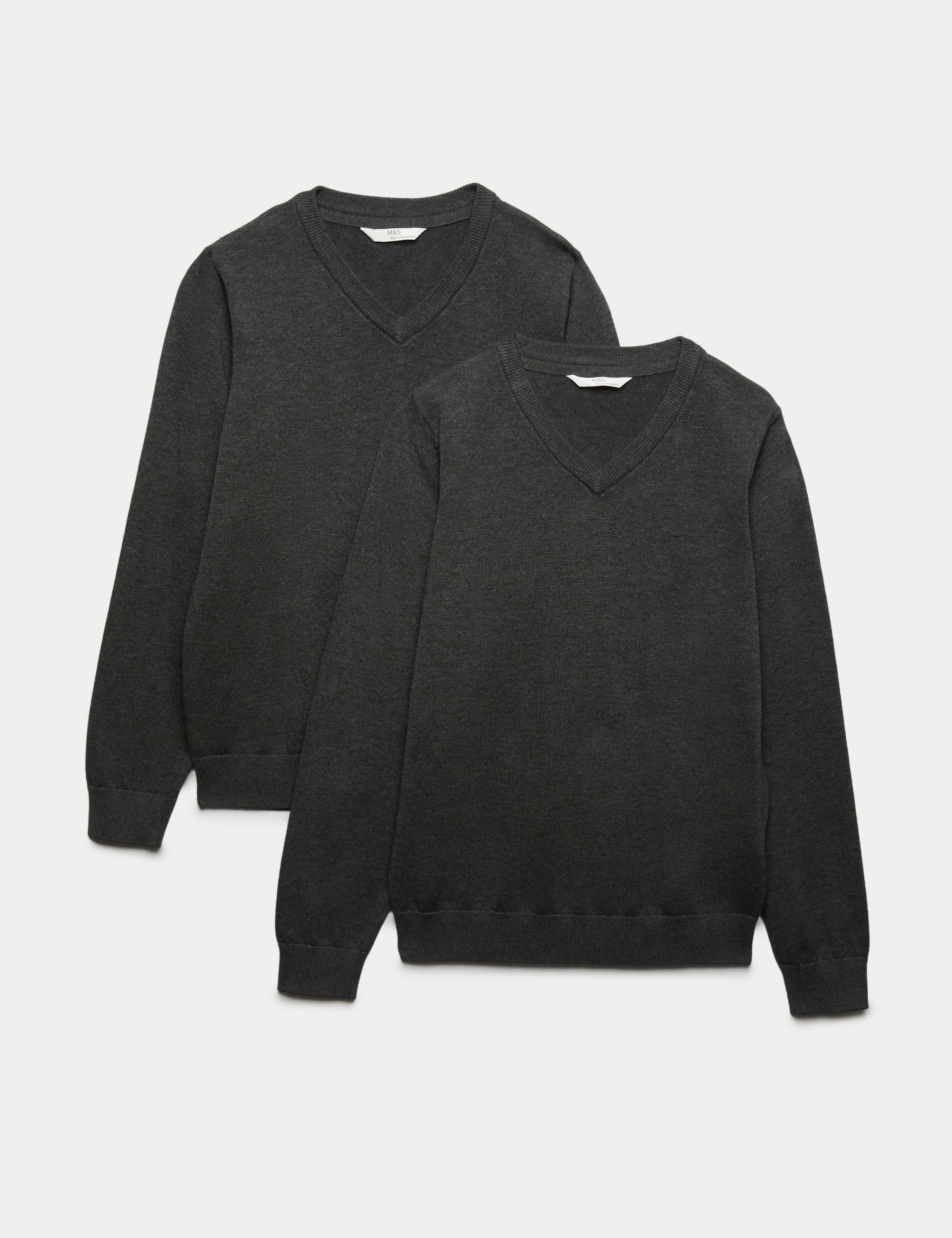 2 Pack Unisex Pure Cotton School Jumper (3-18 Yrs)