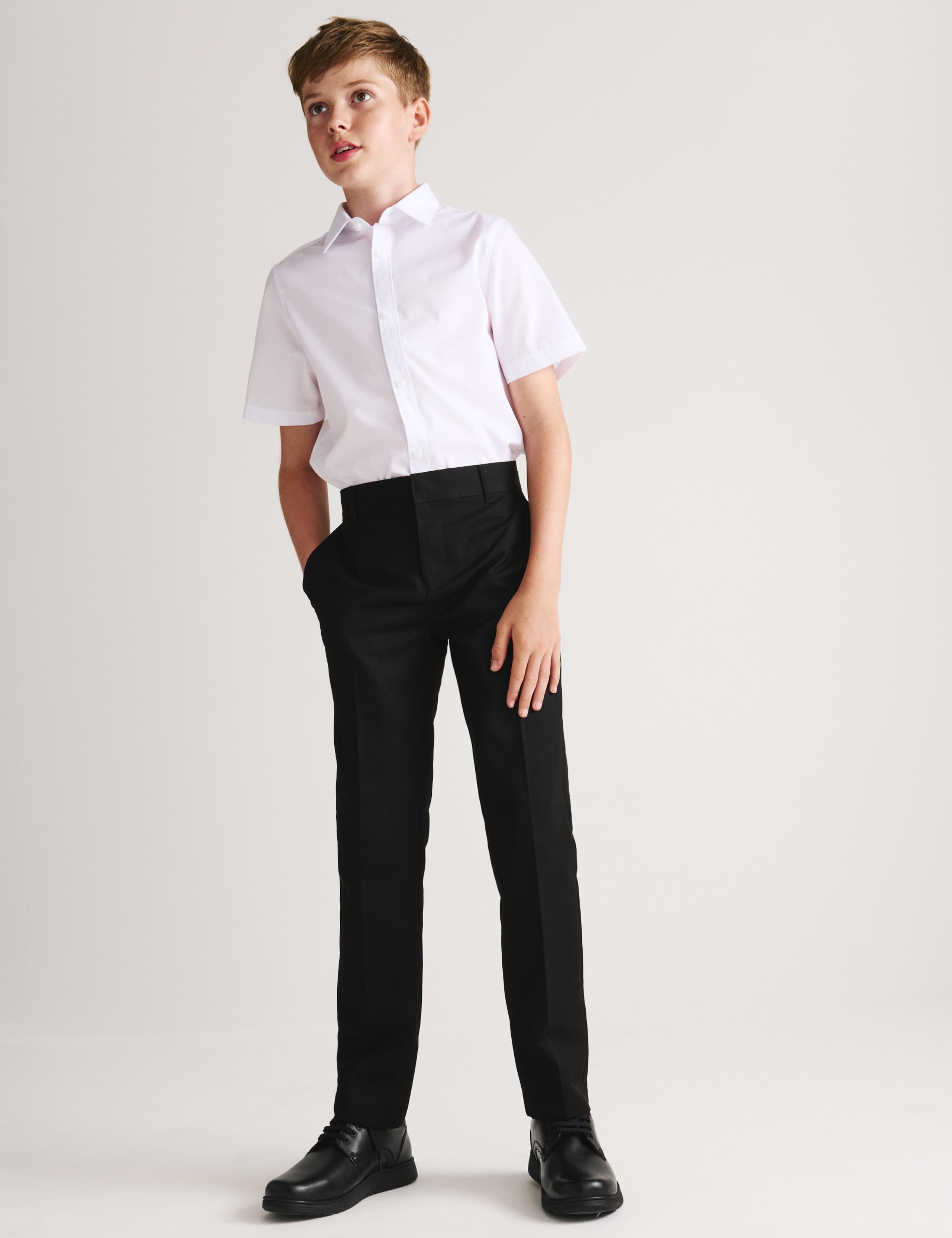 2 Pack Boys' Slim Leg School Trousers (2-18 Yrs)