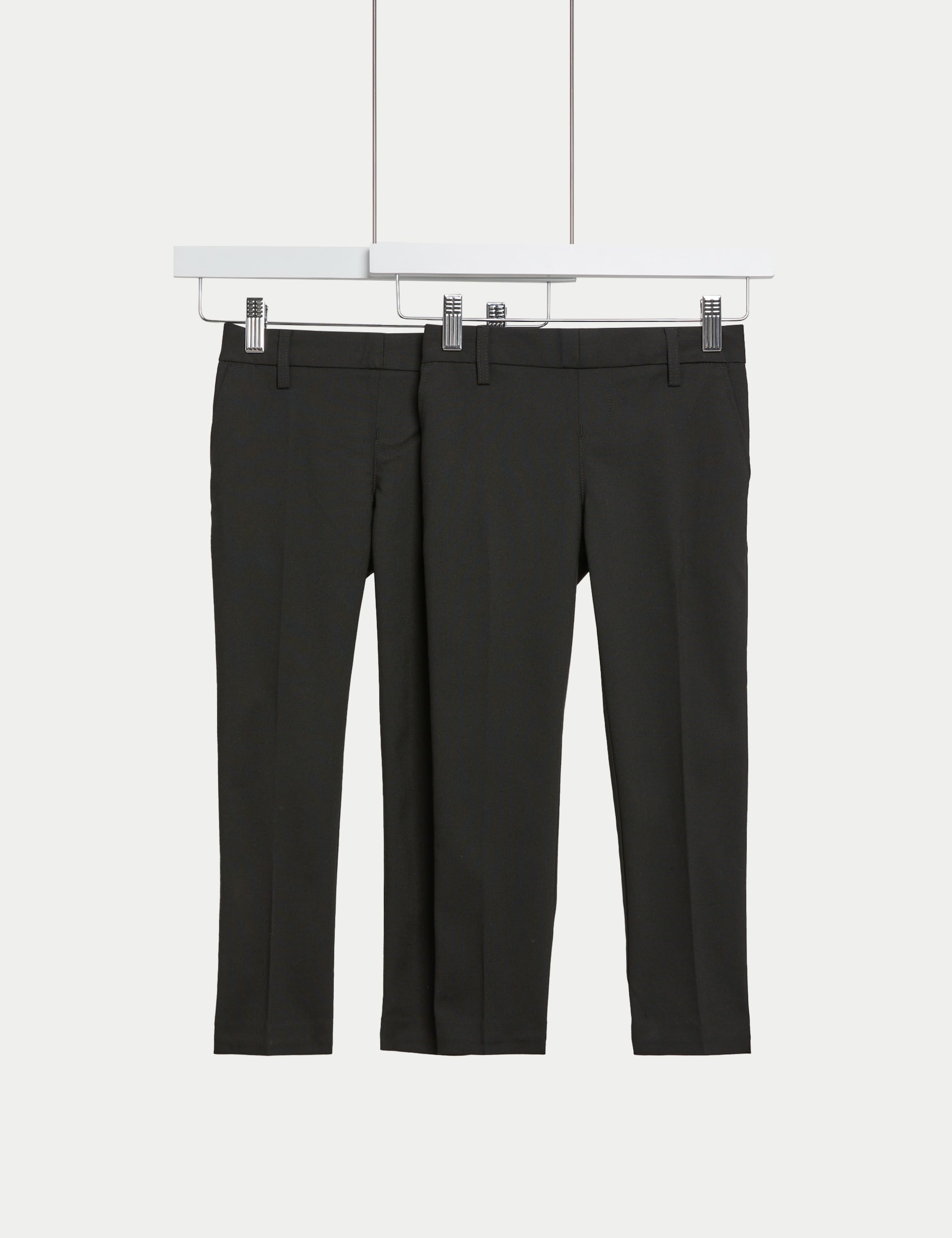 2pk Boys' Slim Leg Stretch School Trousers (2-18 Yrs)