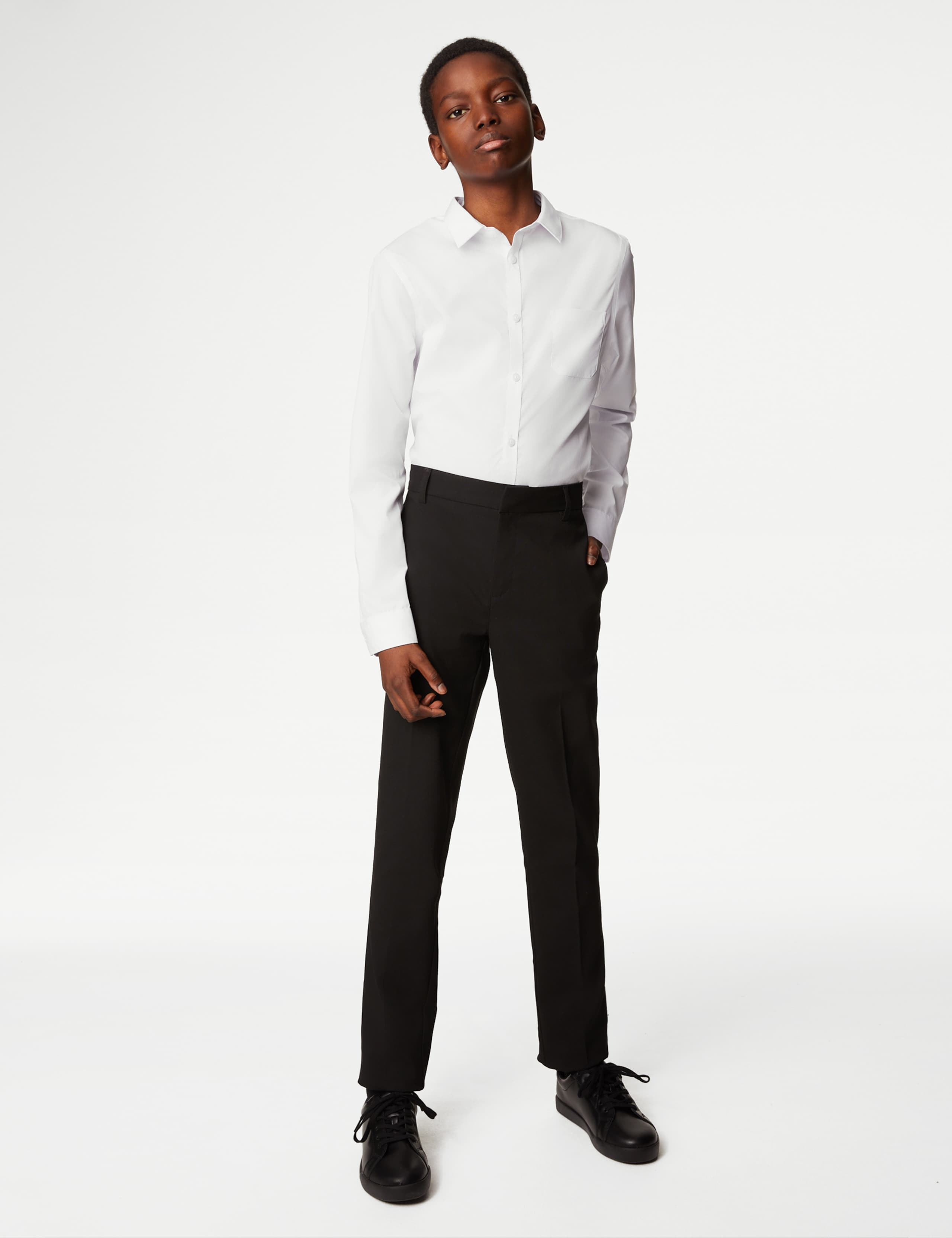 2 Pack Boys' Super Skinny Leg School Trousers (2-18 Yrs)